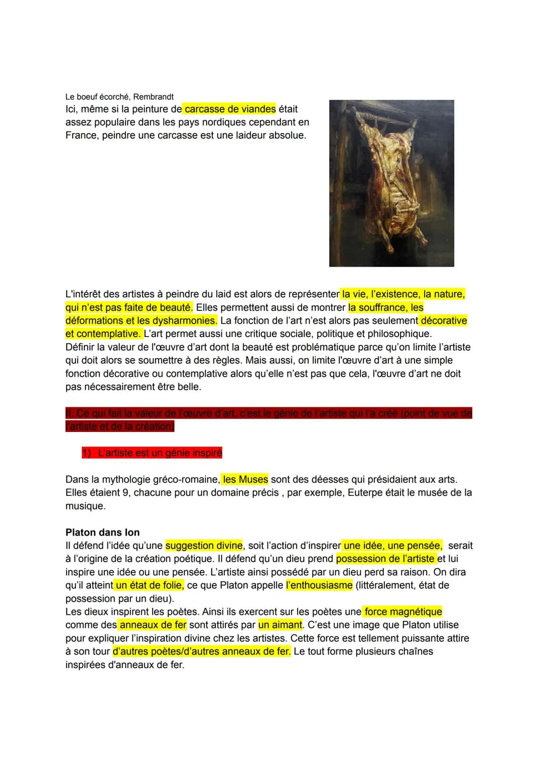 DÉFINITIONS:
L'art
œuvre d'art : a une valeur particulière, qui la définit et la distingue d'autres types d'œuvres
(au sens d'action, de tra