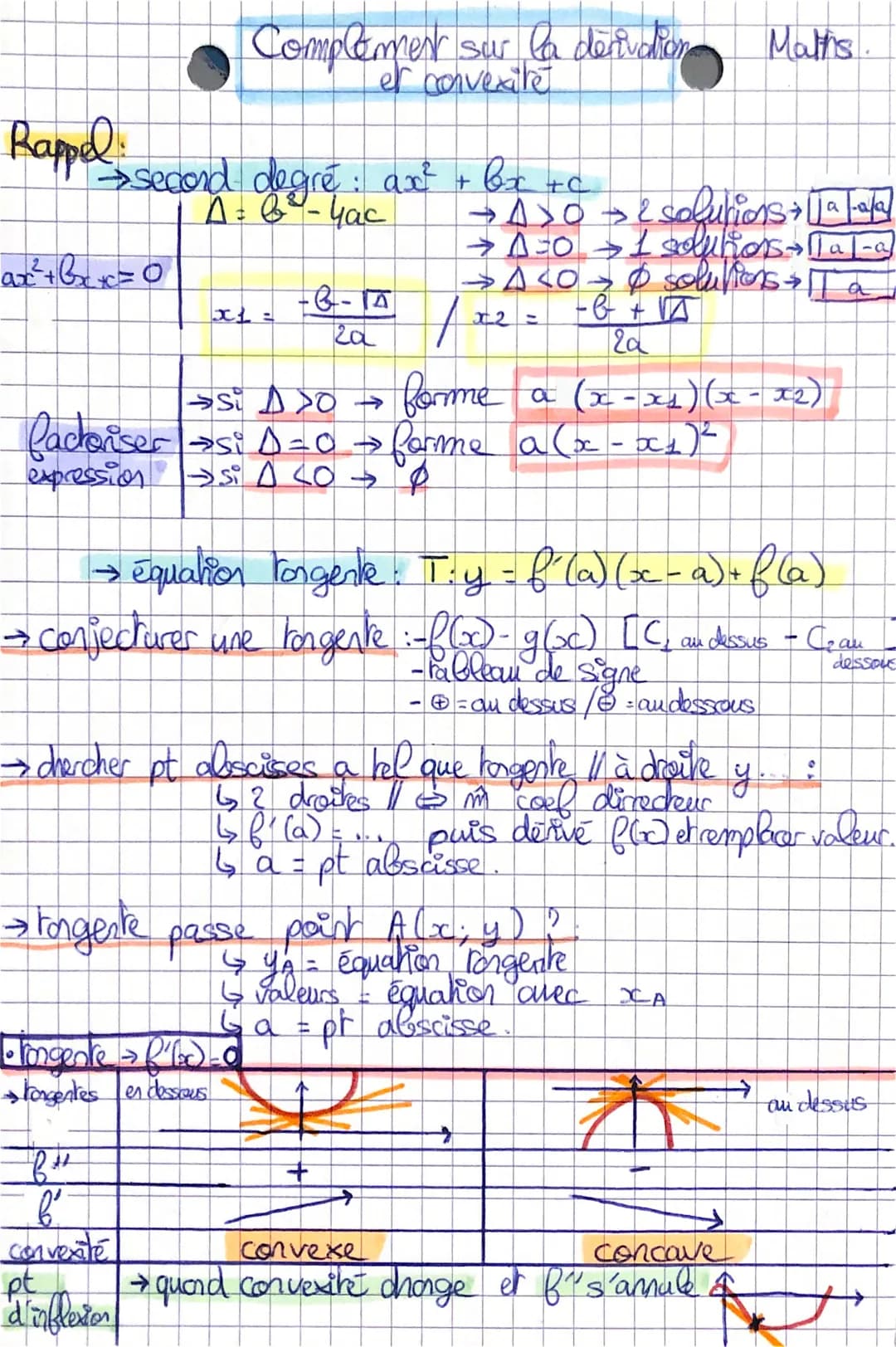 Rappel
→secord degré: ax² + bx
A = 6² - 4ac
ax²+bx+x=0
Complement sur la derivation
x₁ =
-3-14
2d
Si →
factoriser →Si D=0 →
expression →→si 