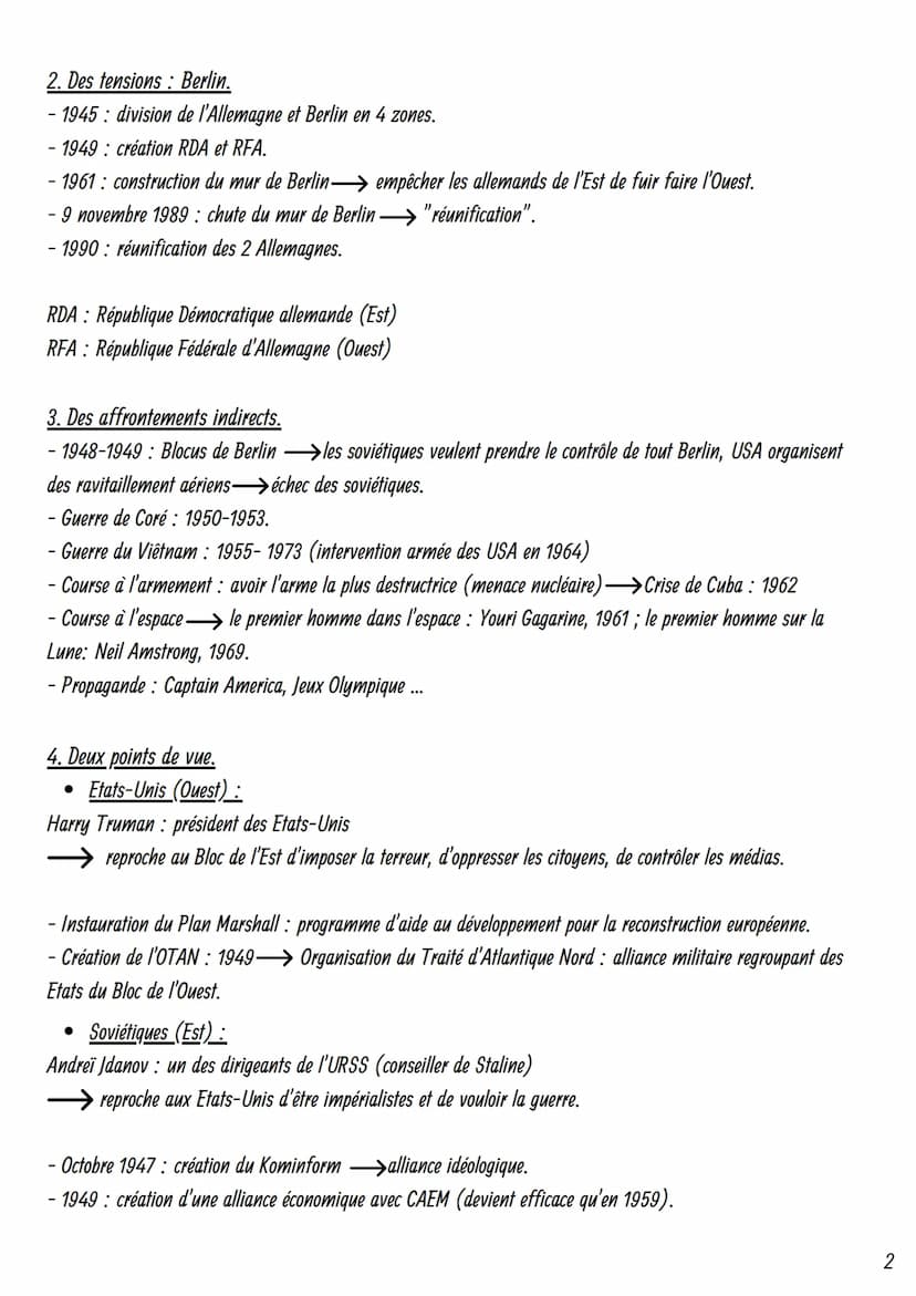 histoire
Le monde depuis 1945
. Le monde au coeur de la Guerre Froide, un monde bipolaire.
Février 1945: conférence de Yalta.
- Juillet 1945