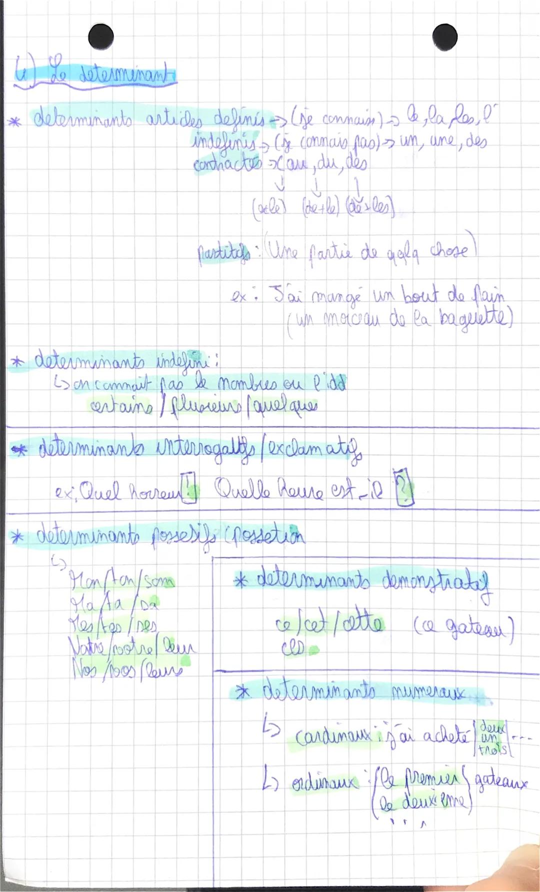 1) Le
Las
Les 5 classes de mots variables
commun ou propre
✓
un citron
✓
mase
des mandarines Henri
nom:
2) L´adje dy qualificatif : il carie
