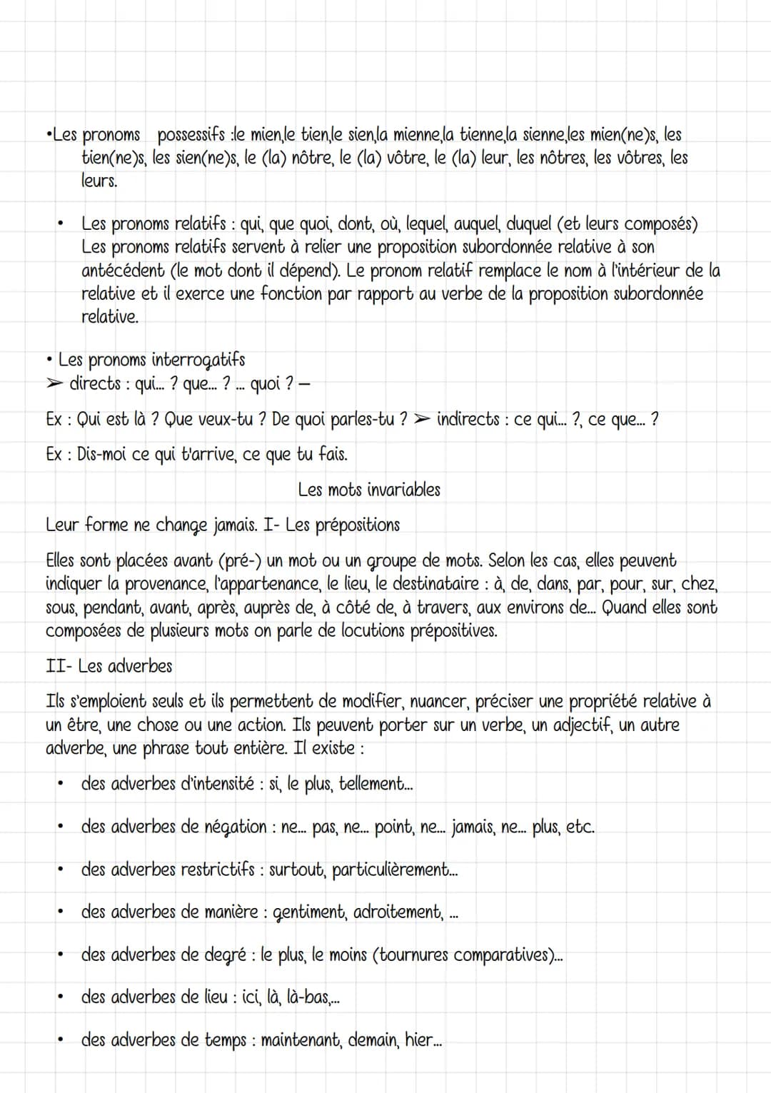 français
Les classes grammaticales
Il existe neuf classes grammaticales. Les mots se répartissent dans ces différentes catégories et
ne peuv