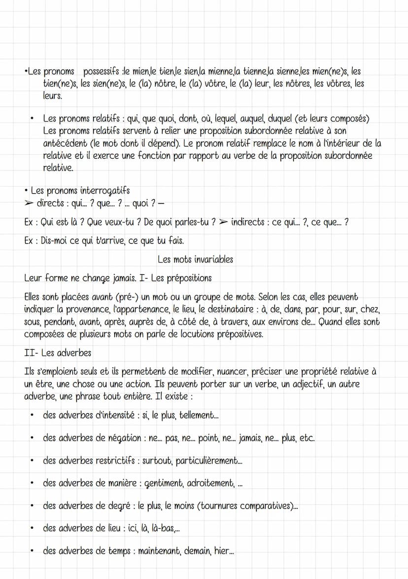 français
Les classes grammaticales
Il existe neuf classes grammaticales. Les mots se répartissent dans ces différentes catégories et
ne peuv