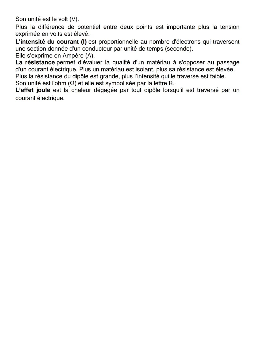 Lois de l'électricité
1. Dans un circuit en série
Lois d'unicité des intensités :
Dans un circuit en série, l'intensité est la même en tout 
