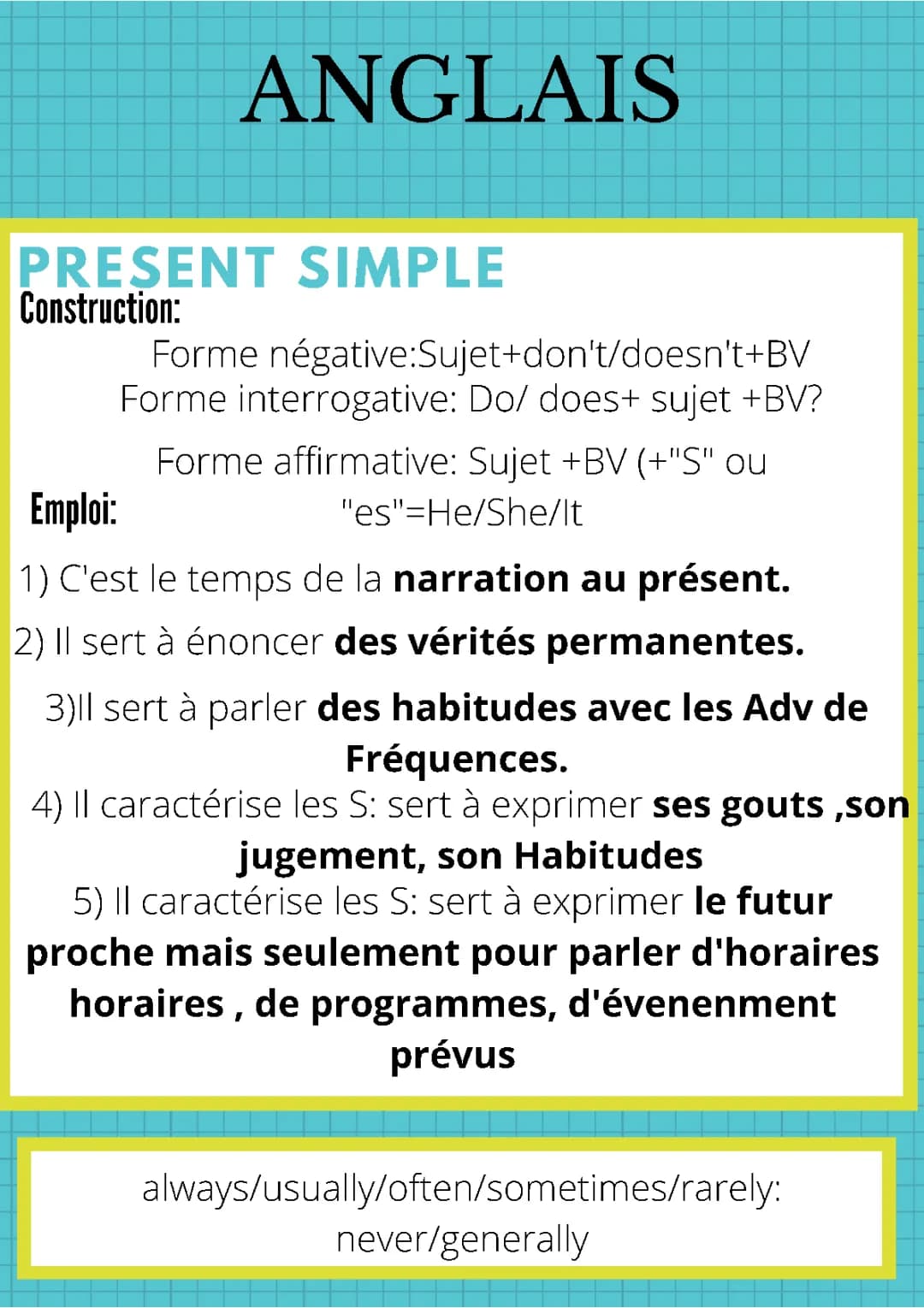 Anglais présent simple 