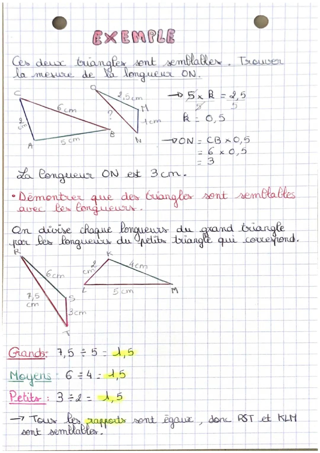# maths・

LES TRIANGLES
SEMBLABLES

Définition: Deux triangles sont dits semblables,
s'ils ont les mêmes mesues d' angles-

Vocabulaire.

→ 