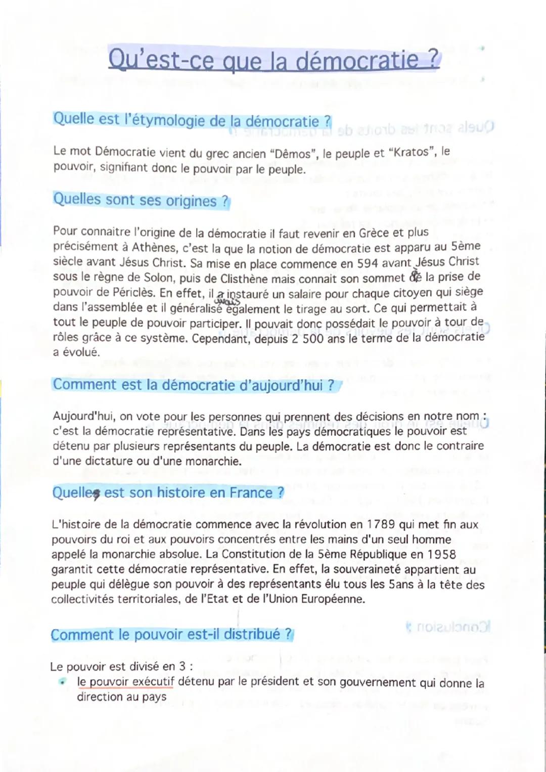 Qu'est-ce que la démocratie ?
Quelle est l'étymologie de la démocratie ? ob orb asi troz alsu)
Le mot Démocratie vient du grec ancien "Dêmos
