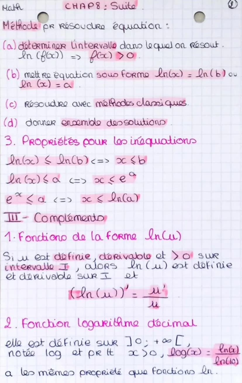 
<p>Le sujet du chapitre est la fonction logarithme népérien, qui est la fonction réciproque de la fonction exponentielle. La fonction logar