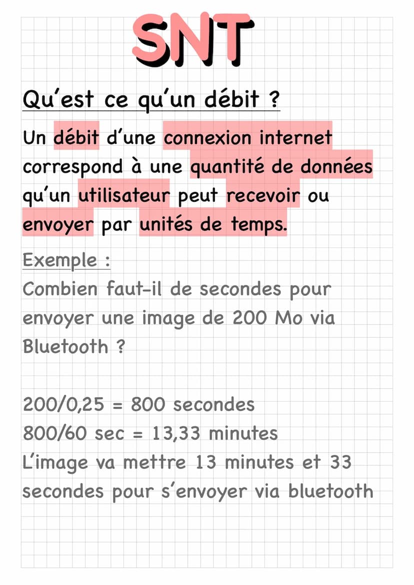 SNT
Qu'est ce qu'un bit ?
Un bit est l'unité de base de quantité
d'information pour les ordinateurs
Un octet (o) est une unité
correspondant