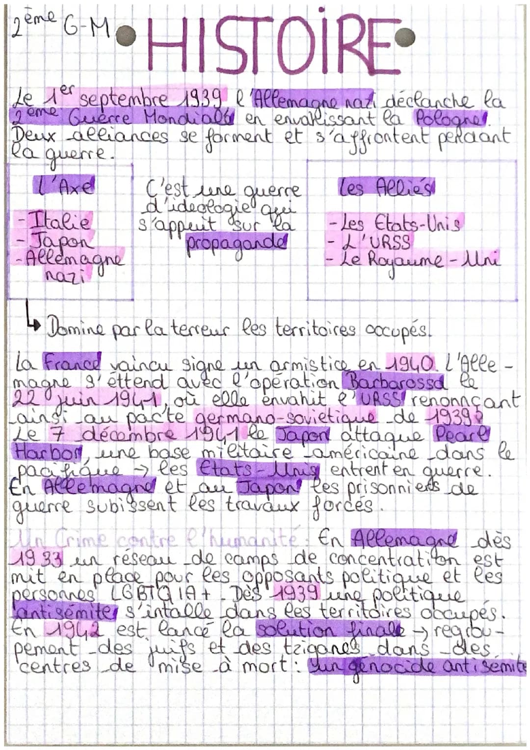 La Seconde Guerre Mondiale (3ème)
