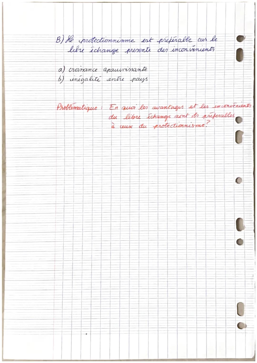 Le libre échange est-il
préférable au protectionnisme ?
*Plan detaille
I) Qui, le libre echange peut être preferable au
protectionnisme
A) l