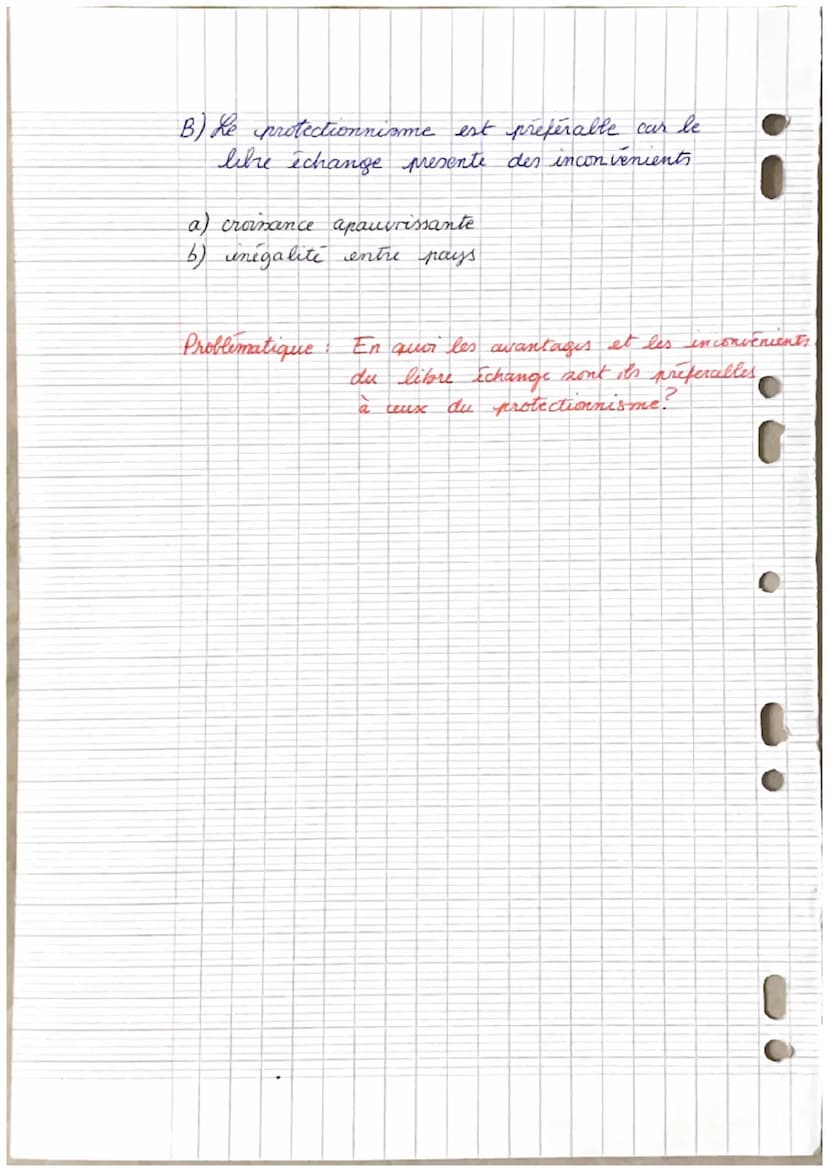 Le libre échange est-il
préférable au protectionnisme ?
*Plan detaille
I) Qui, le libre echange peut être preferable au
protectionnisme
A) l