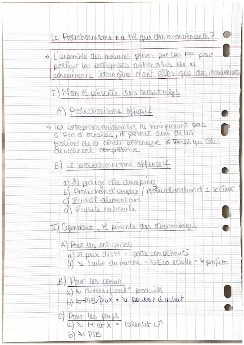 Le libre échange est-il
préférable au protectionnisme ?
*Plan detaille
I) Qui, le libre echange peut être preferable au
protectionnisme
A) l