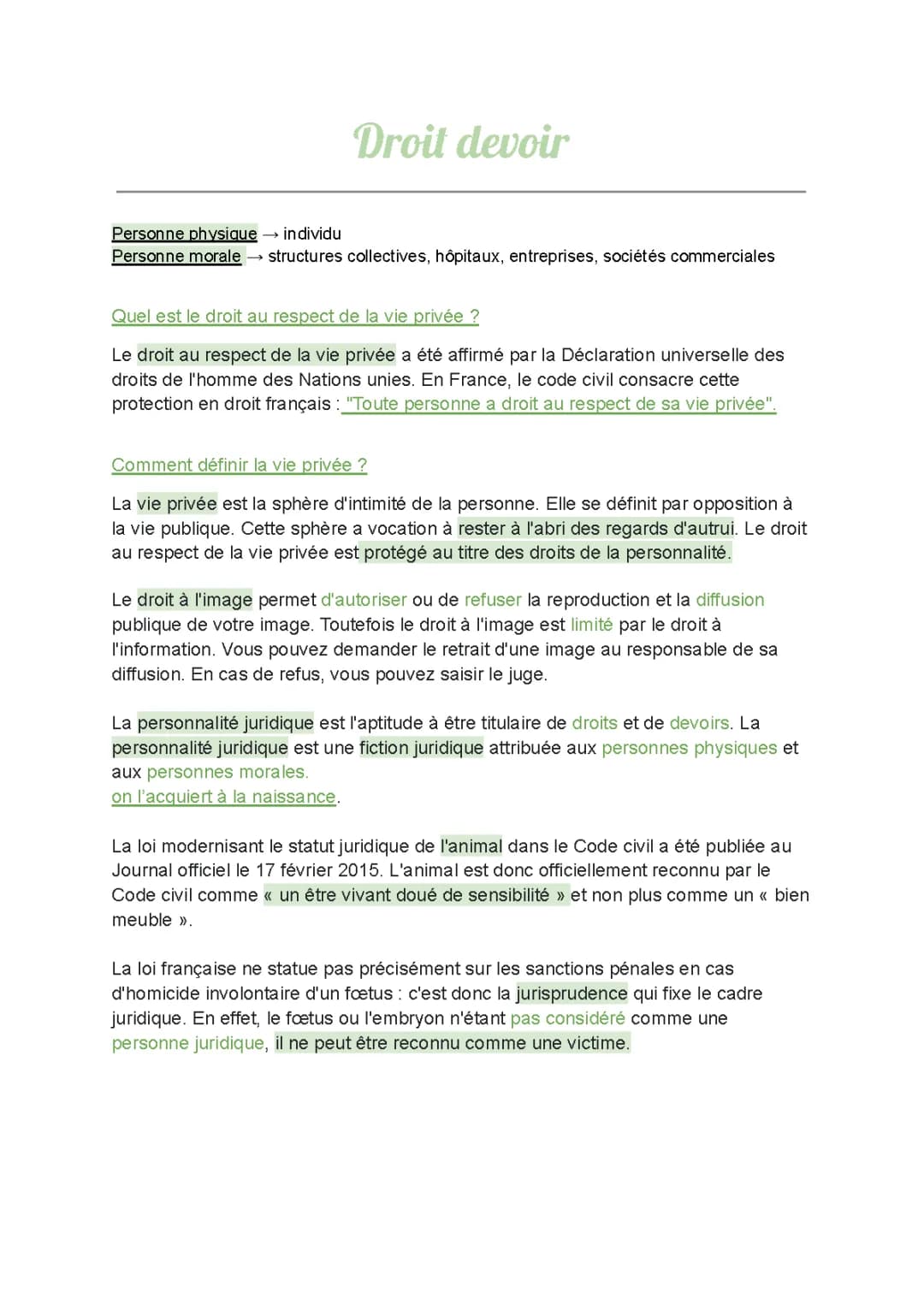 Le droit et la vie privée - Dissertation pour lycéens