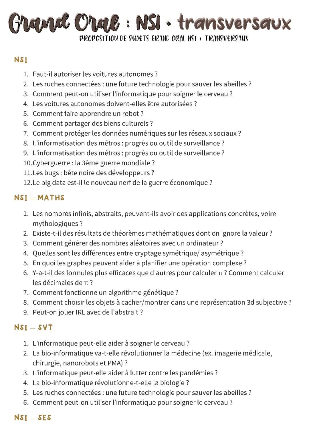 Découvre le Grand Oral NSI: Cryptographie, IA et Bio-informatique