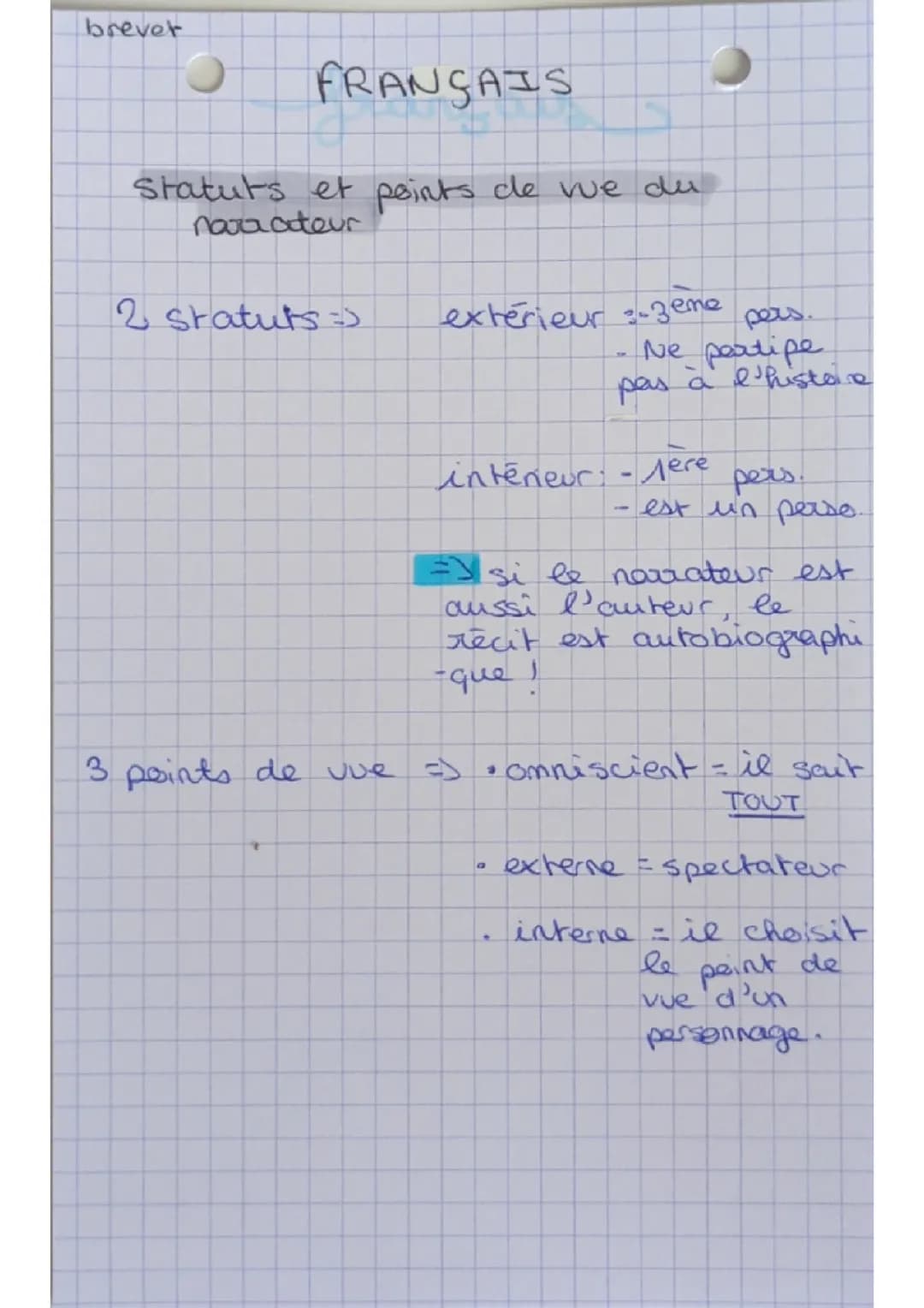 Statuts et points de vue de narrateur 