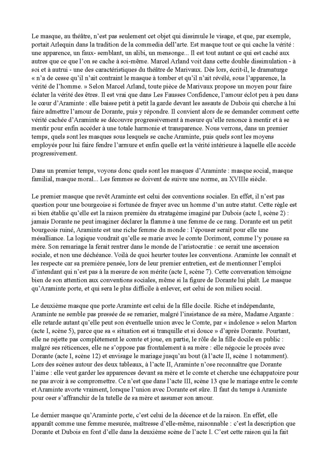 Les Fausses Confidences dissertation pdf : Introduction et Plan