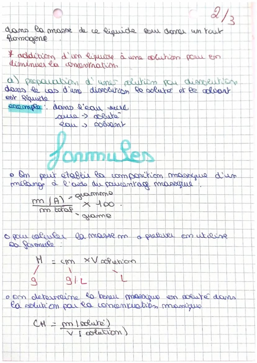 physique
chapitre I: La matiere qui nous emball.
1
definitions
solution : melange homogene oftenue for dissolution.
d'un clute dans un solco