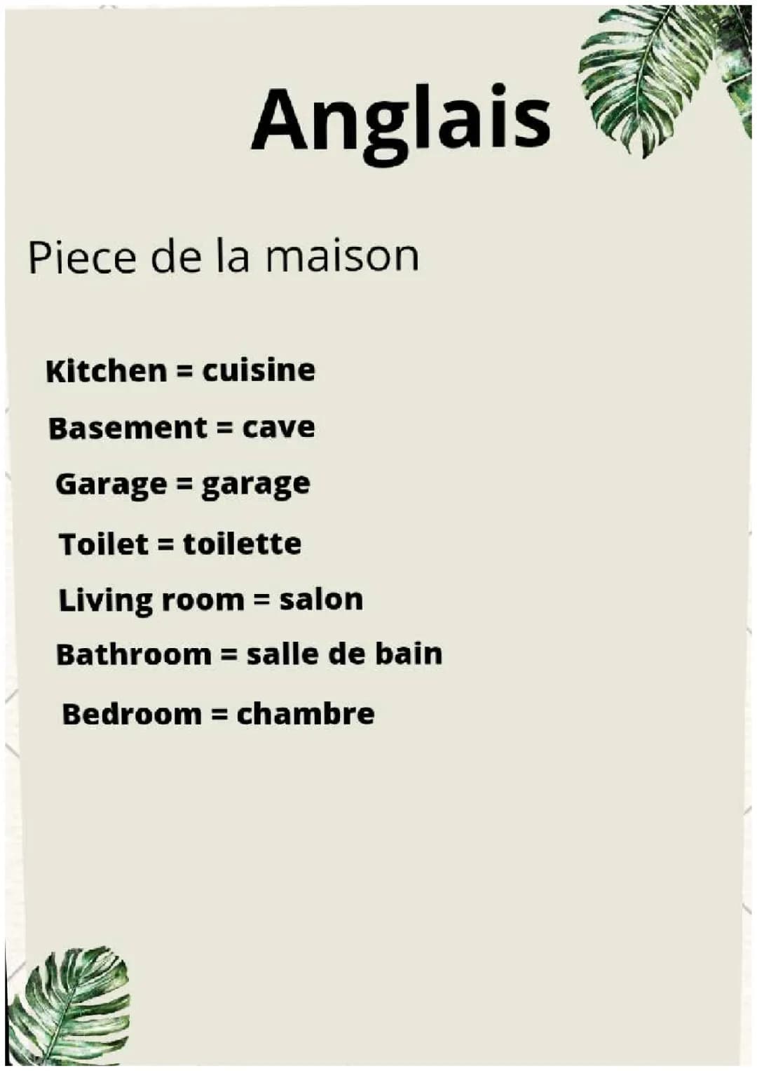 Anglais emplacement