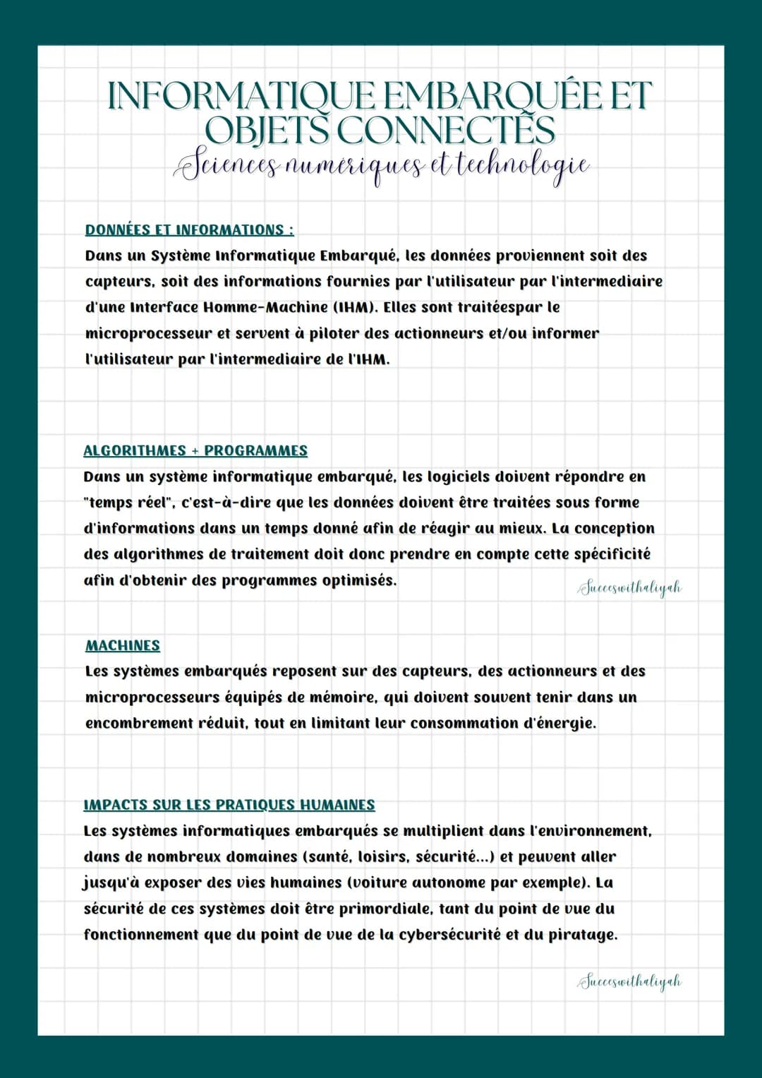 INFORMATIQUE EMBARQUÉE ET
OBJETS CONNECTÉS
Sciences numériques et technologie
DONNÉES ET INFORMATIONS:
Dans un système Informatique Embarqué