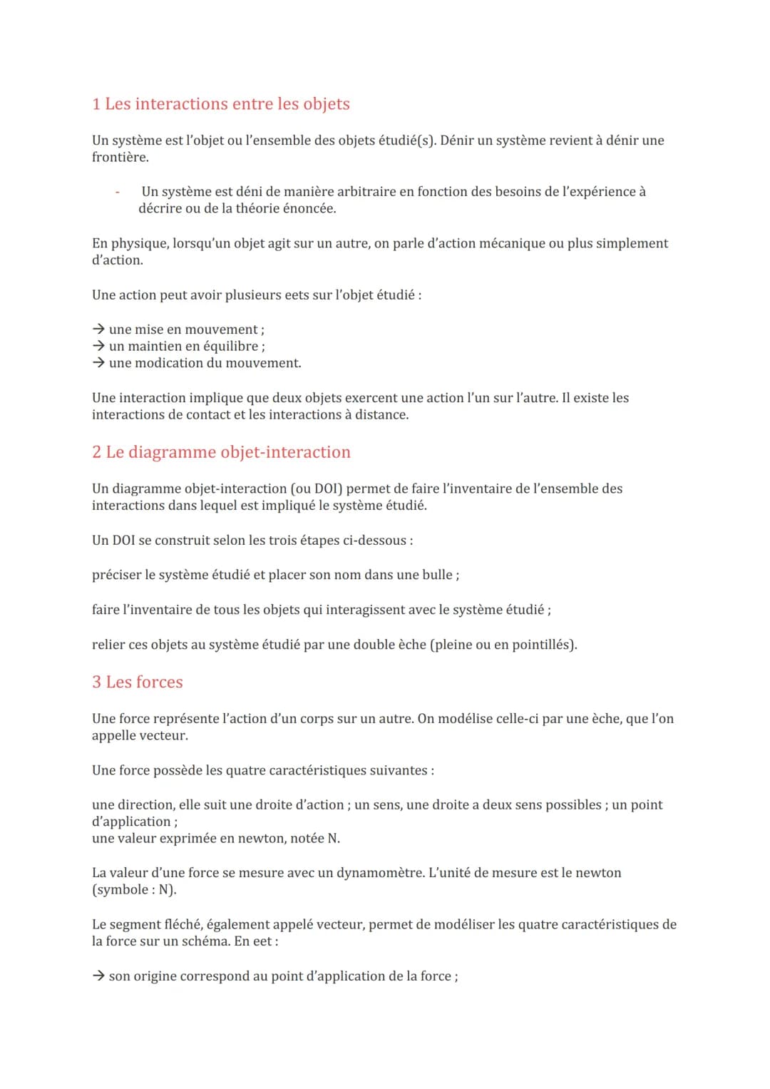 1 Les interactions entre les objets
Un système est l'objet ou l'ensemble des objets étudié(s). Dénir un système revient à dénir une
frontièr