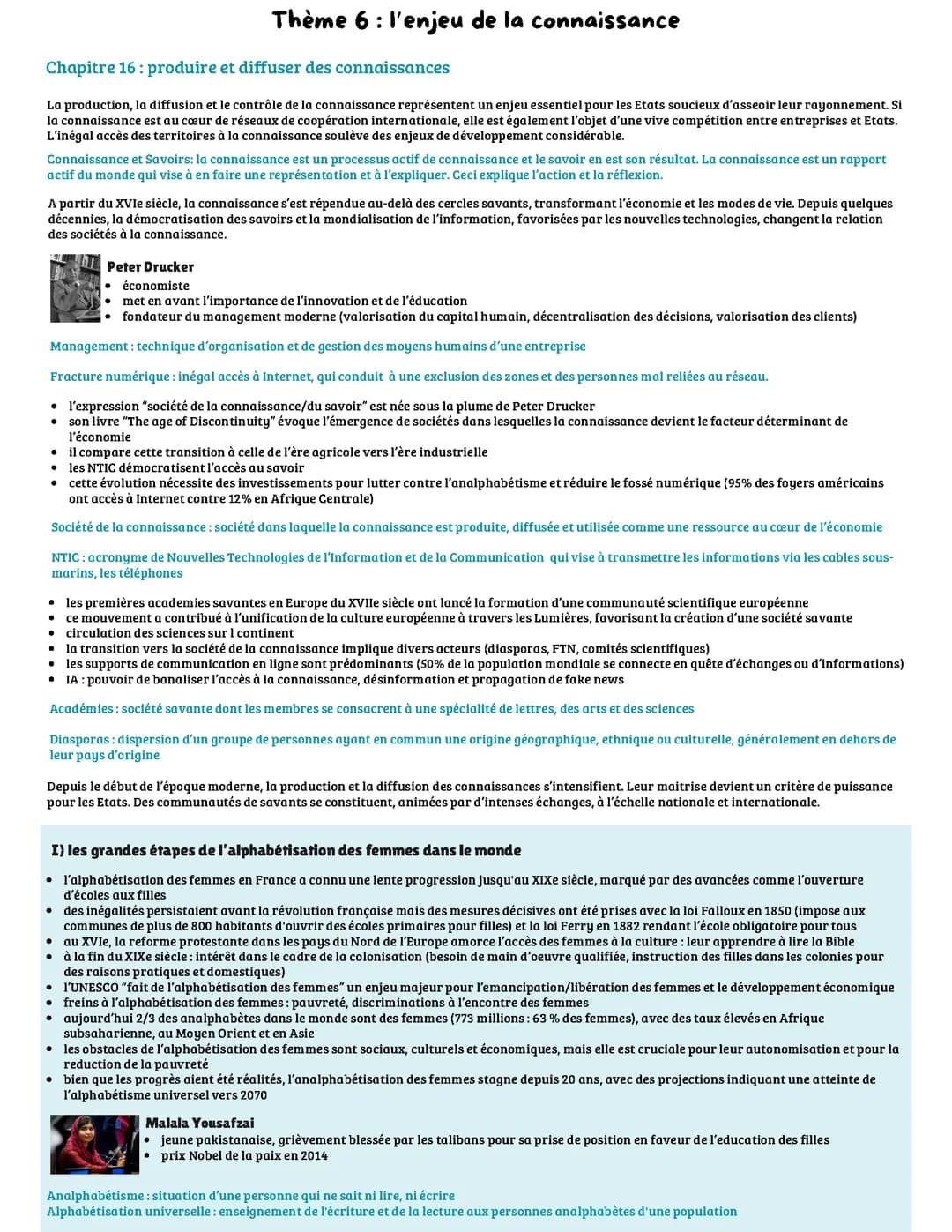 Thème 6 : l’enjeu de la connaissance