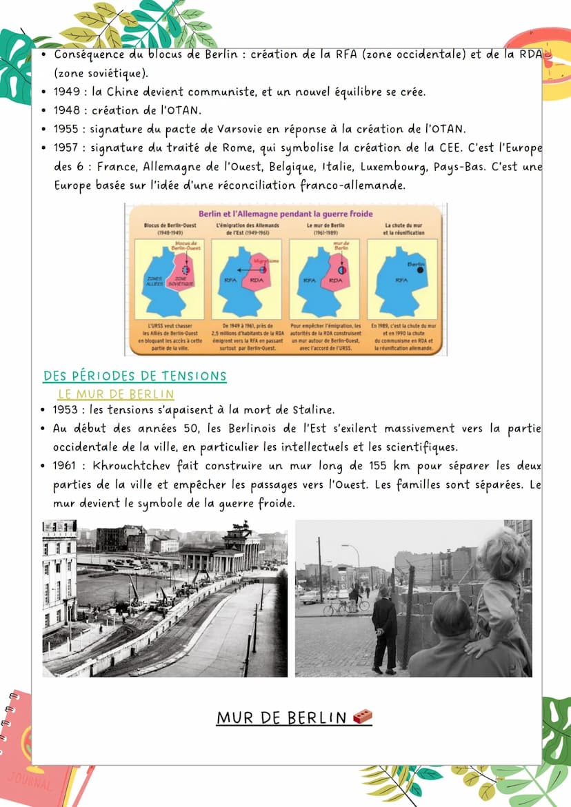 LA CRÉATION DE L'ONU
Bloc de l'ouest : dominé par les États-Unis, il se fonde sur la démocratie libérale.
Bloc de l'est: il se fonde sur un 