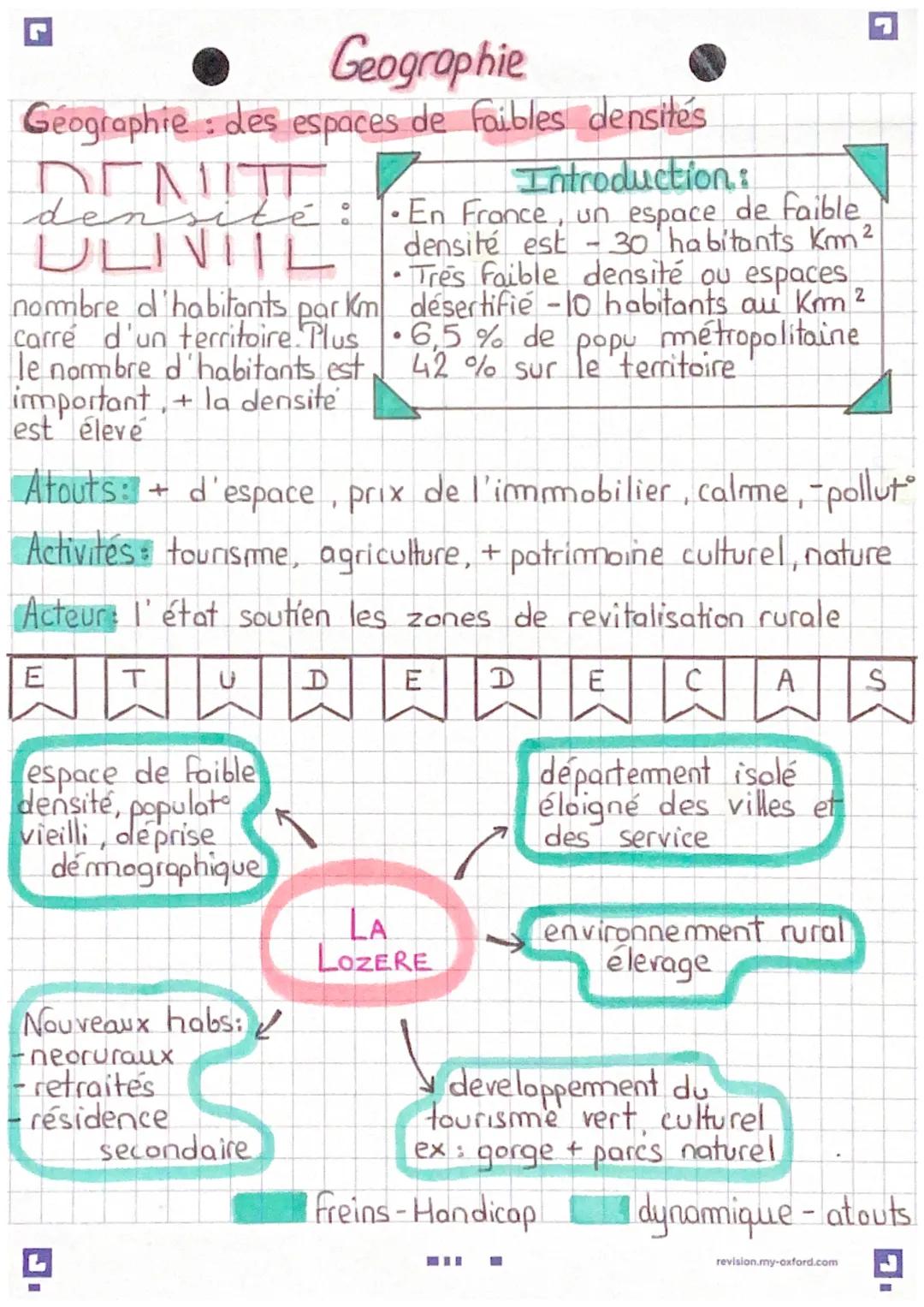 # Geographie

Géographie: des espaces de faibles densités

Introduction:

densité: En France, un espace de faible

DENTIL densité est - 30 h