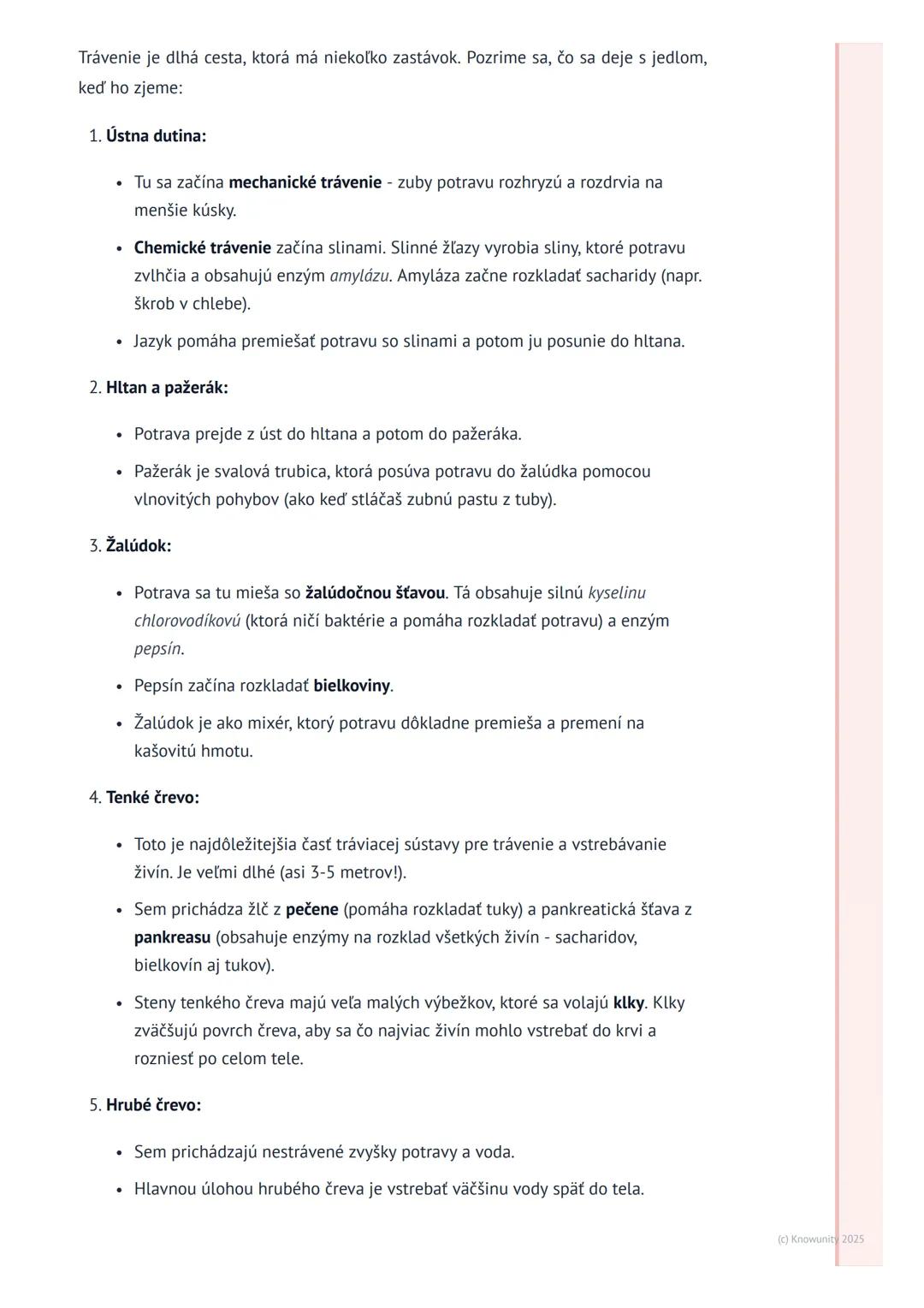 # Tráviaca sústava

# 1. Prehľad tráviacej sústavy

Tráviaca sústava je veľmi dôležitá časť nášho tela. Pomáha nám spracovať všetko
jedlo, k