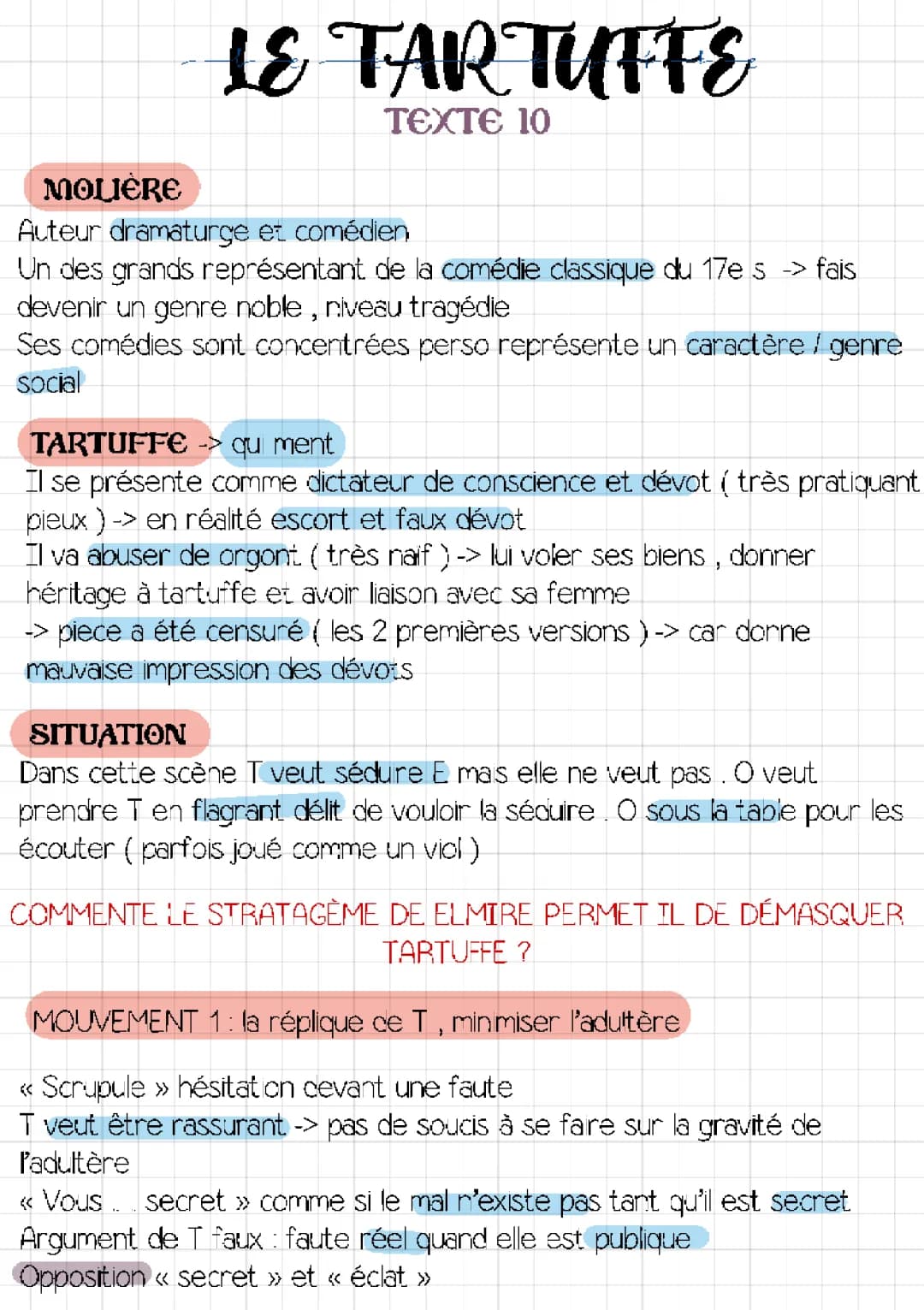 le tartuffe analyse linéaire 