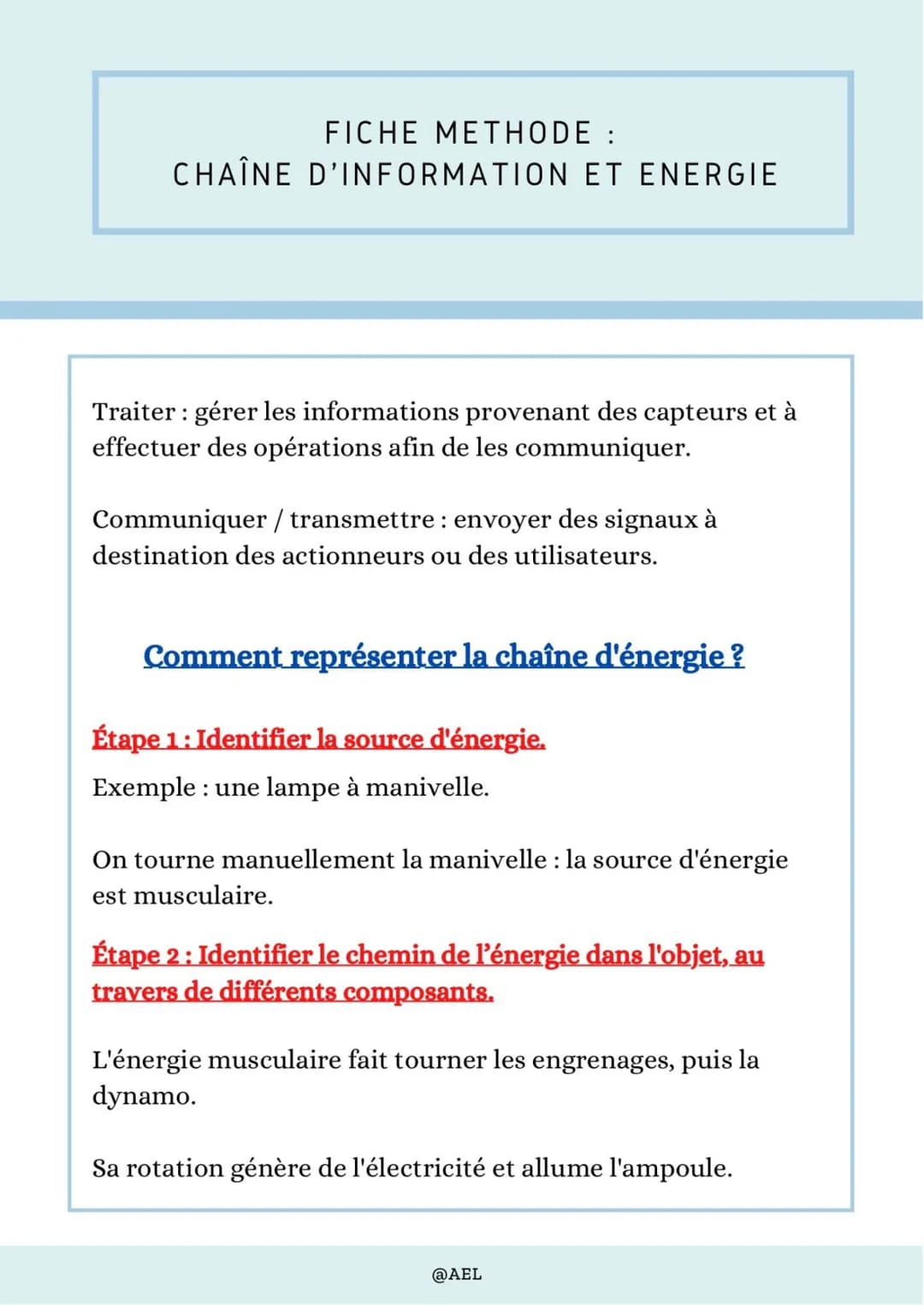 
<p>La chaîne d'énergie et d'information fait référence à la gestion des informations provenant des capteurs et à l'exécution d'opérations e
