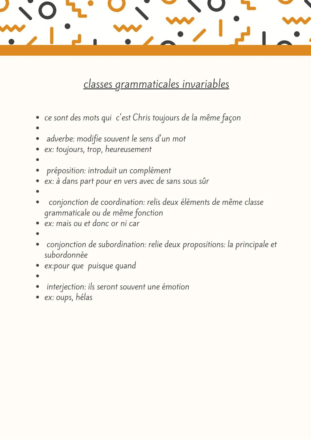 ●
●
ce sont des mots qui peuvent changer de forme car ils s'accordent
entre eux
●
●
●
●
déterminant: indique le genre et le nombre du nom qu