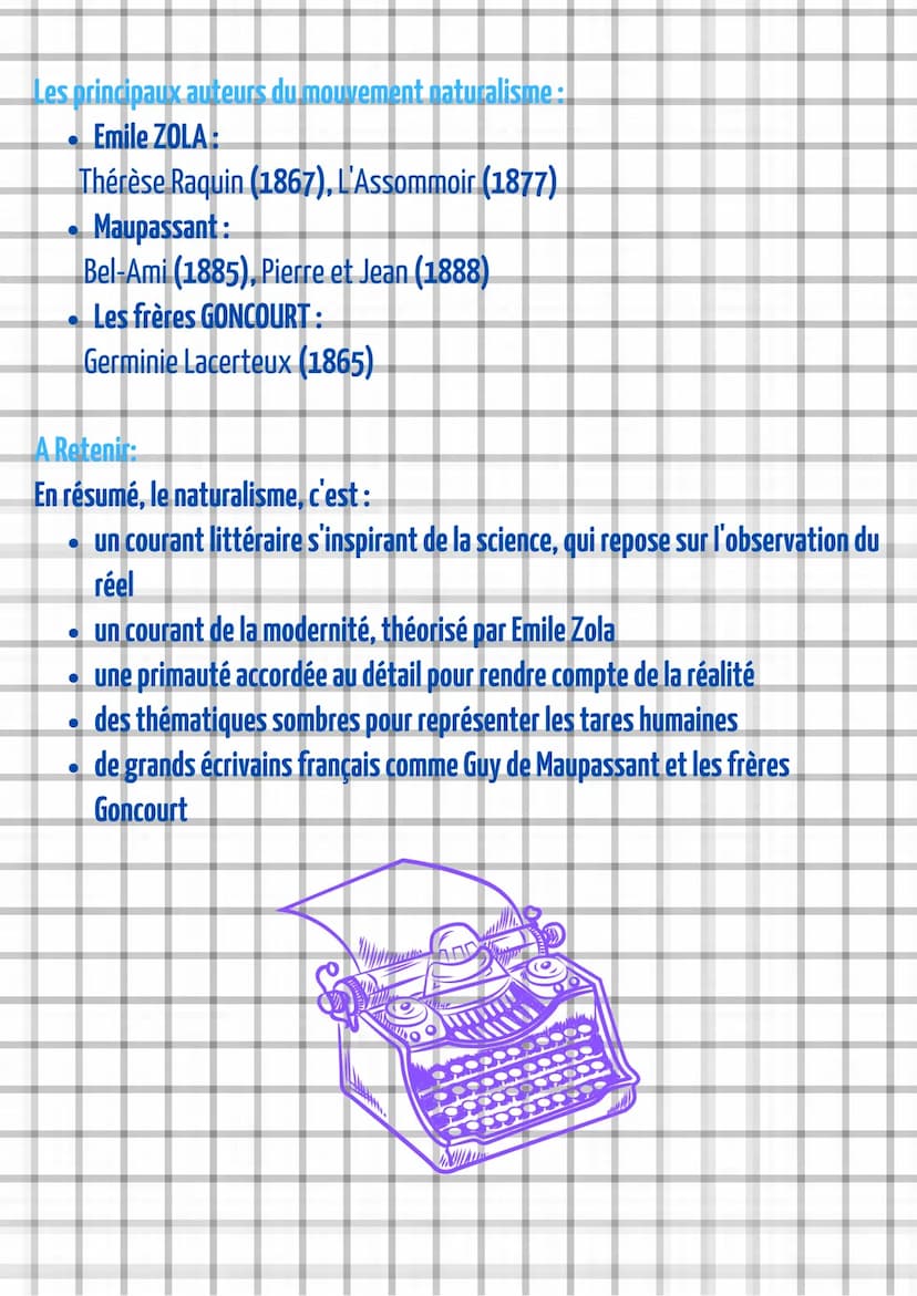 Le Naturalisme
XO
www
Le mouvement naturalisme prend place entre 1860 et 1890 et prolonge le
mouvement réaliste mais avec en plus les princi