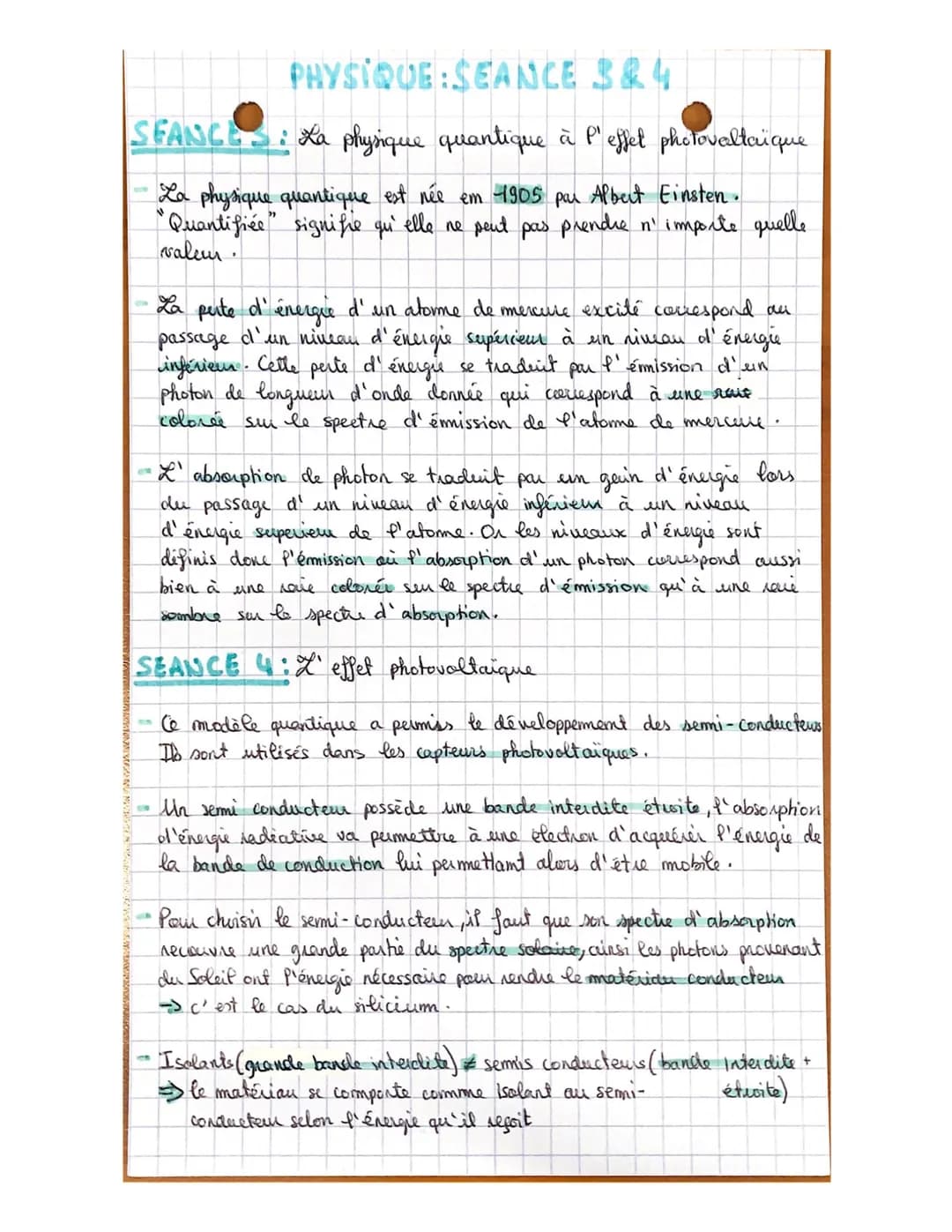 PHYSIQUE:SEANCE
3&4
SEANCES: La physique quantique à l'effet photovaltaique
La physique quantique est née em 1905 par Albert Einsten.
"Quant