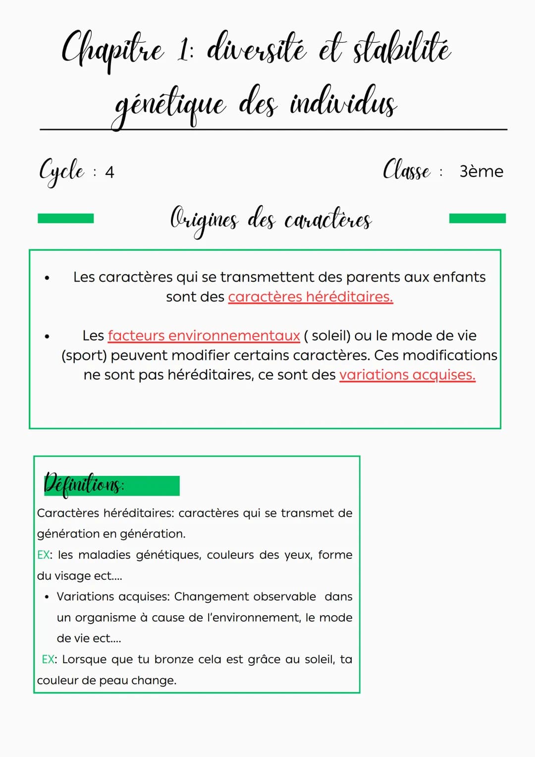 Chapitre 1: diversité et stabilité
génétique des individus
Cycle : 4
•
•
Classe 3ème
Ressemblances et différences
:
Tous les Hommes possèden