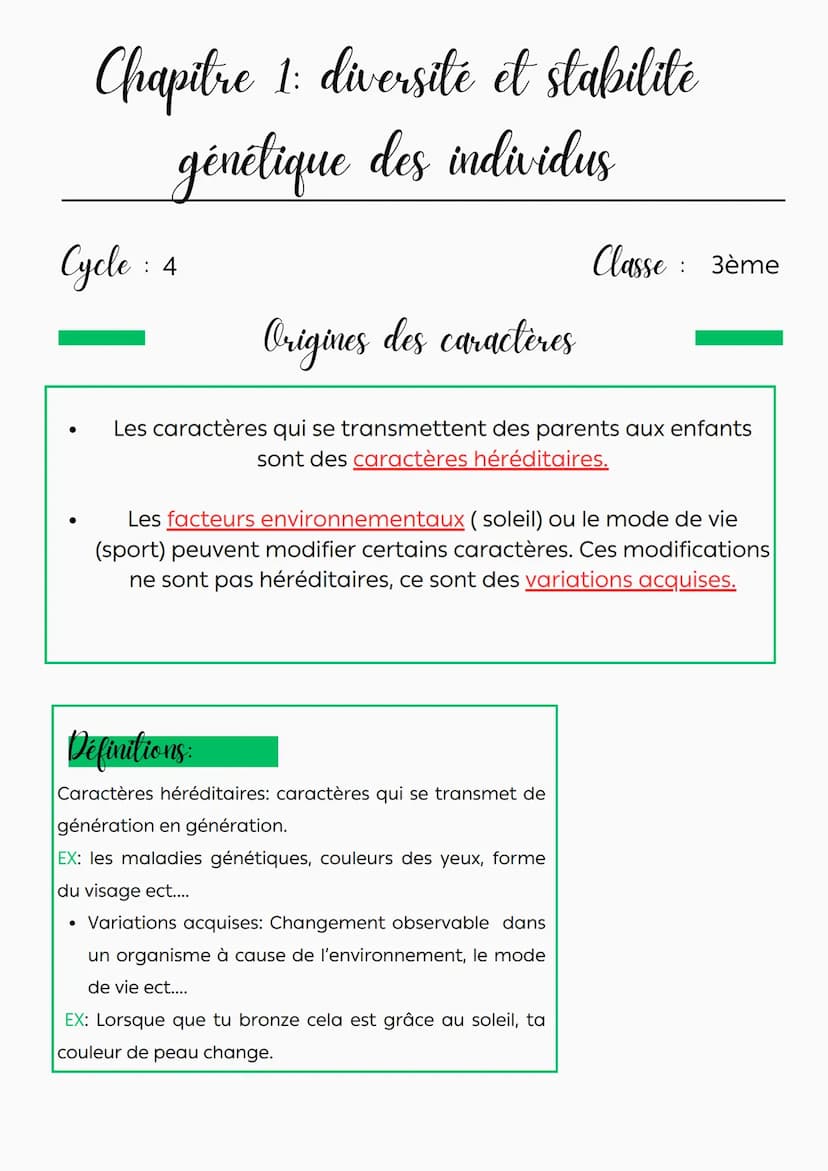 Chapitre 1: diversité et stabilité
génétique des individus
Cycle : 4
•
•
Classe 3ème
Ressemblances et différences
:
Tous les Hommes possèden