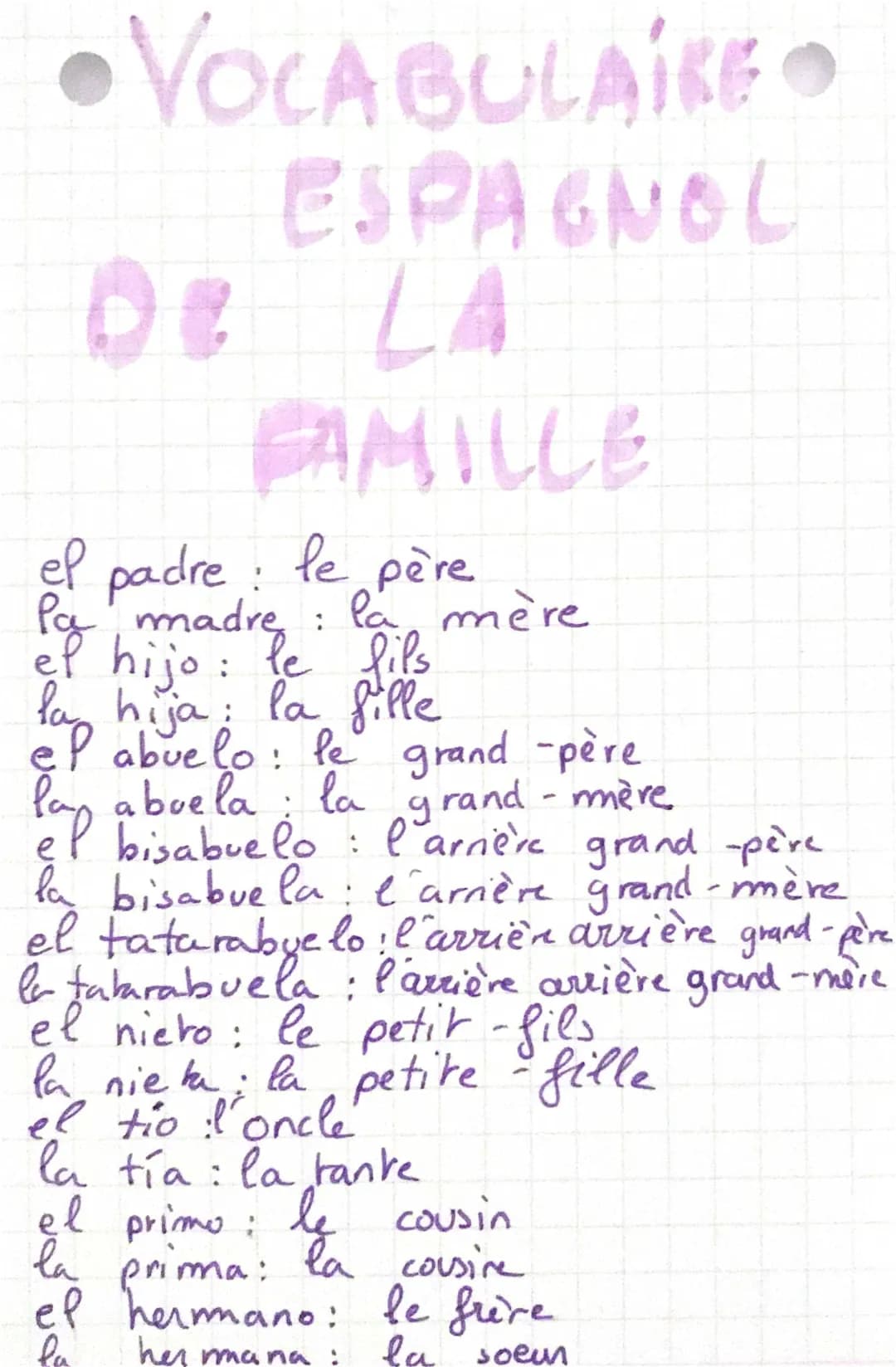 Apprends la Famille en Espagnol! Vocabulaire et Exercices PDF