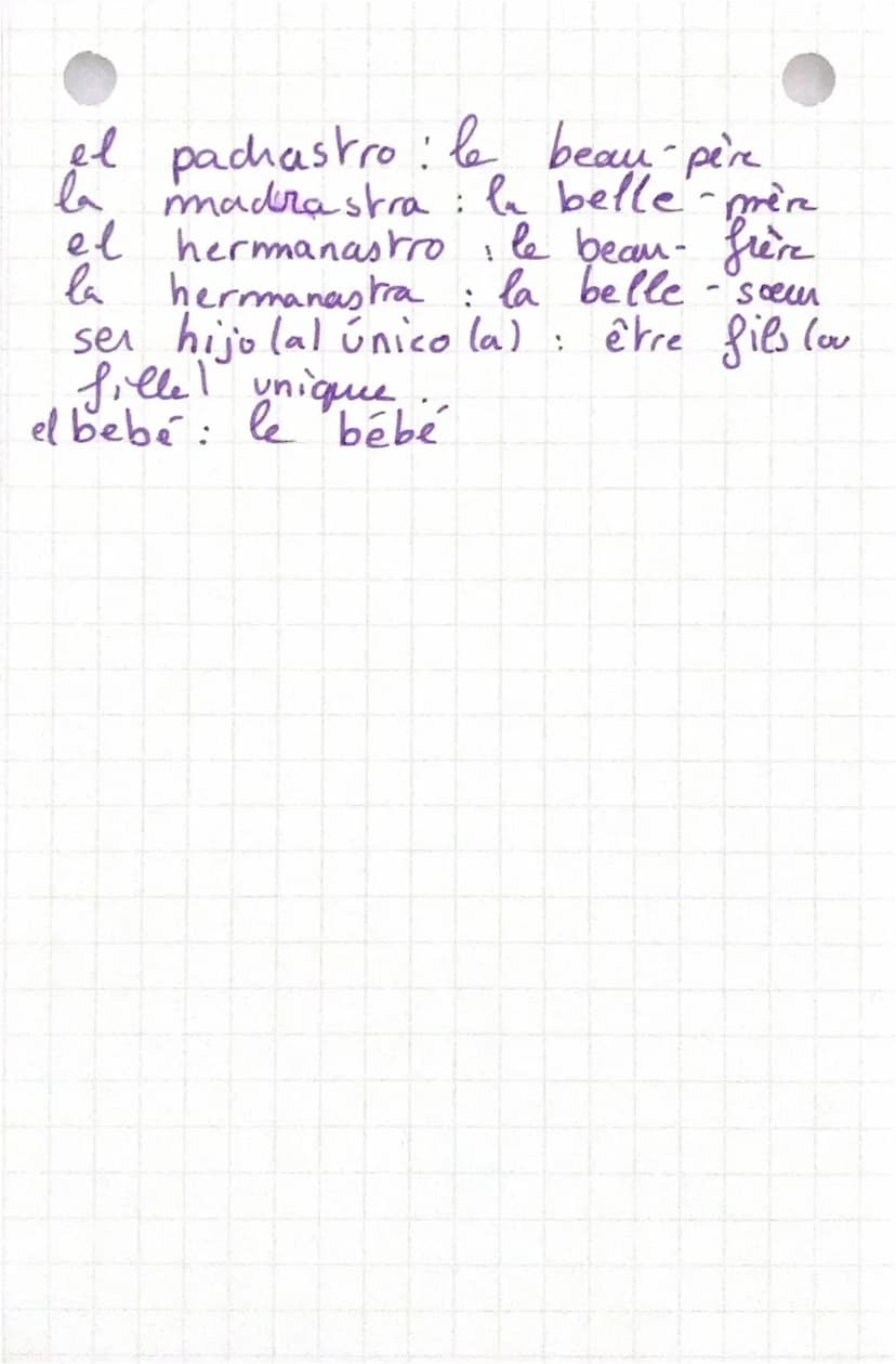 •VOCABULAIRE
ESPAGNOL
DE LA
FAMILLE
el padre: le père
Pa madre: la mère
el hijo: le fils
hija: la fille
el abuelo: le grand-père
lap abuela;