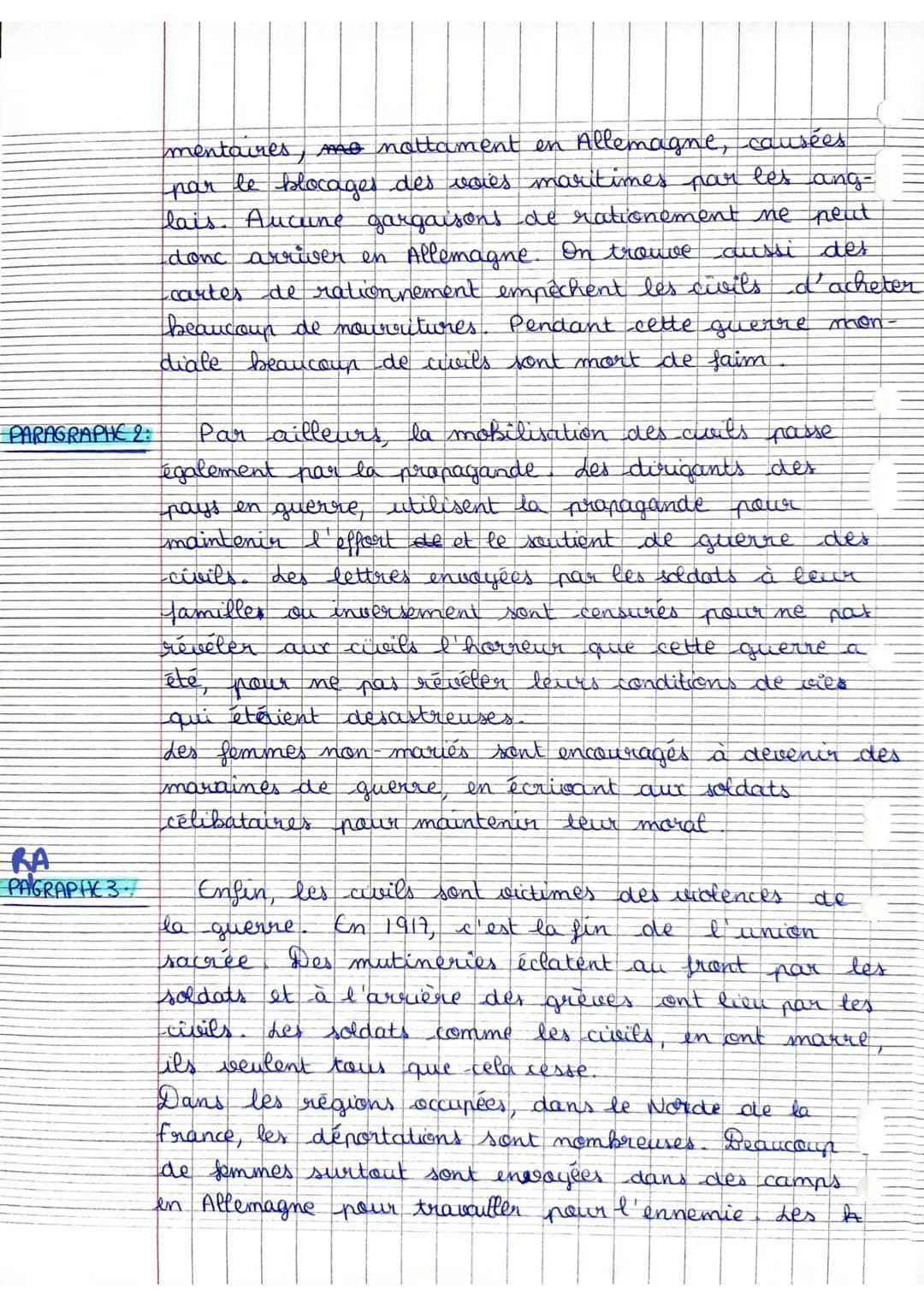 INTRO:
Histoire
Sujet de rédaction.
PARAGRAPHE 1:
Sous la forme d'un développement construit,
expliquez comment les civils ont été mobilises