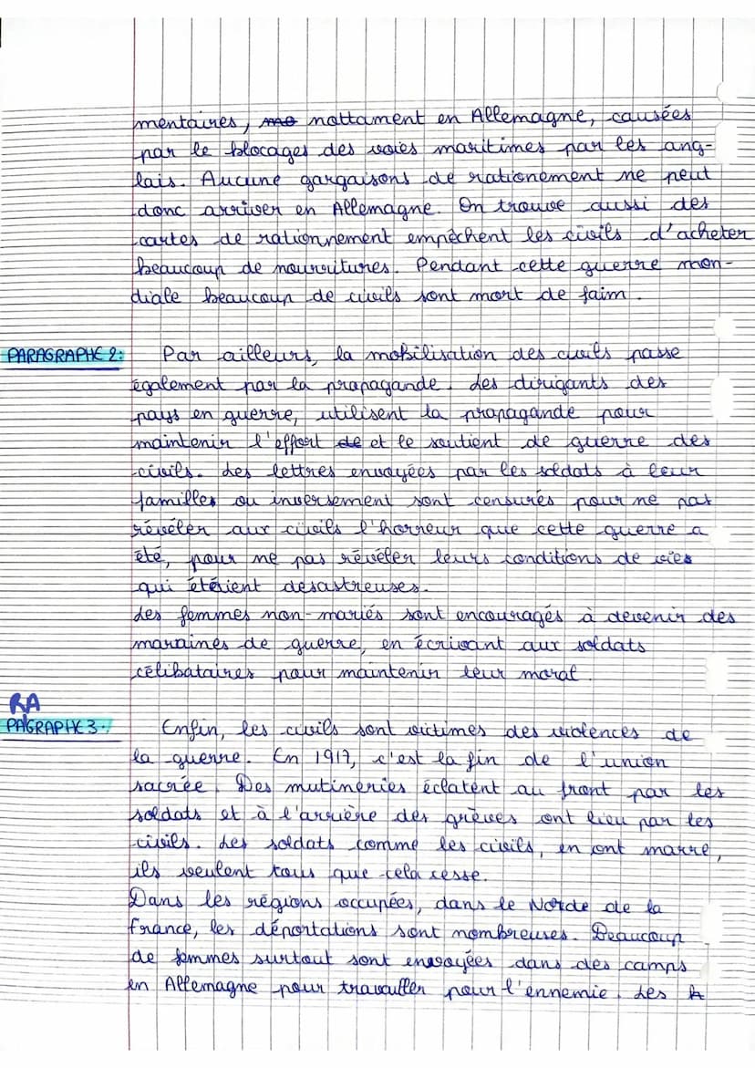 INTRO:
Histoire
Sujet de rédaction.
PARAGRAPHE 1:
Sous la forme d'un développement construit,
expliquez comment les civils ont été mobilises