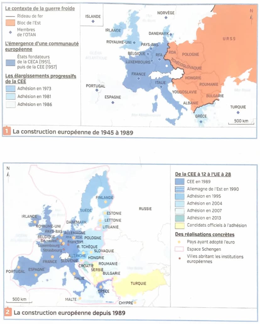 Affirmation et mise en œuvre du
projet européen
9 mai 1950→→→→→ Robert Schuman Ministre des affaires étrangères
↓
lance une proposition de r