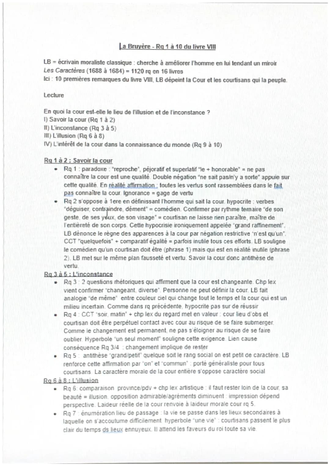 La Bruyère - Rq 1 à 10 du livre VIII
LB = écrivain moraliste classique: cherche à améliorer l'homme en lui tendant un miroir
Les Caractères 