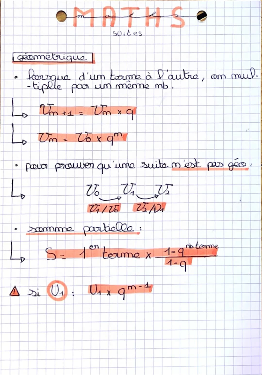 MATHS•
Suites
ARITHMETIQUES
lorsque d'um torme à l'autre, com ajoute
um 'm nombre
L₁ Um +1
=
Um + r
Lo Um = Uo + m x r
9
L
Pour prouver qu'u