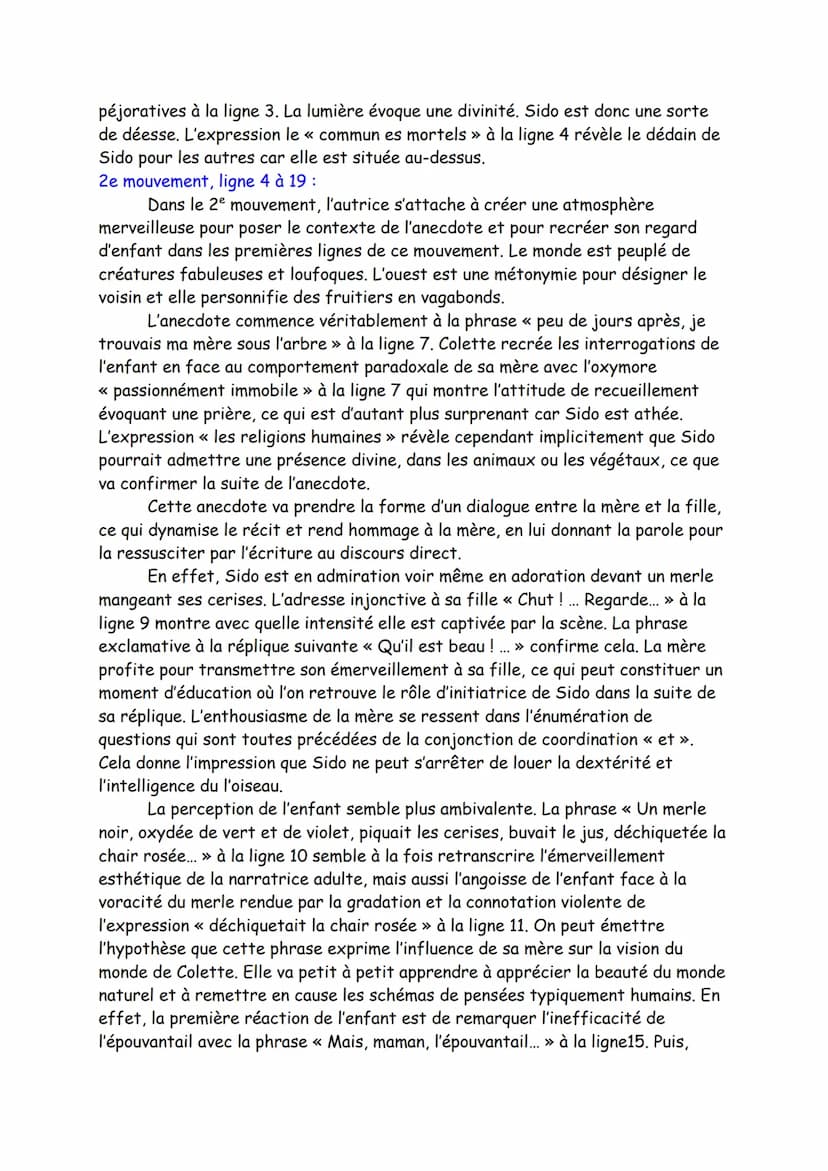 Texte 7
Poésie, « L'éloge des Êtres chers », Sido, Colette, 1930
Intro :
Présentation de l'œuvre : Sido est un récit autobiographique aillan