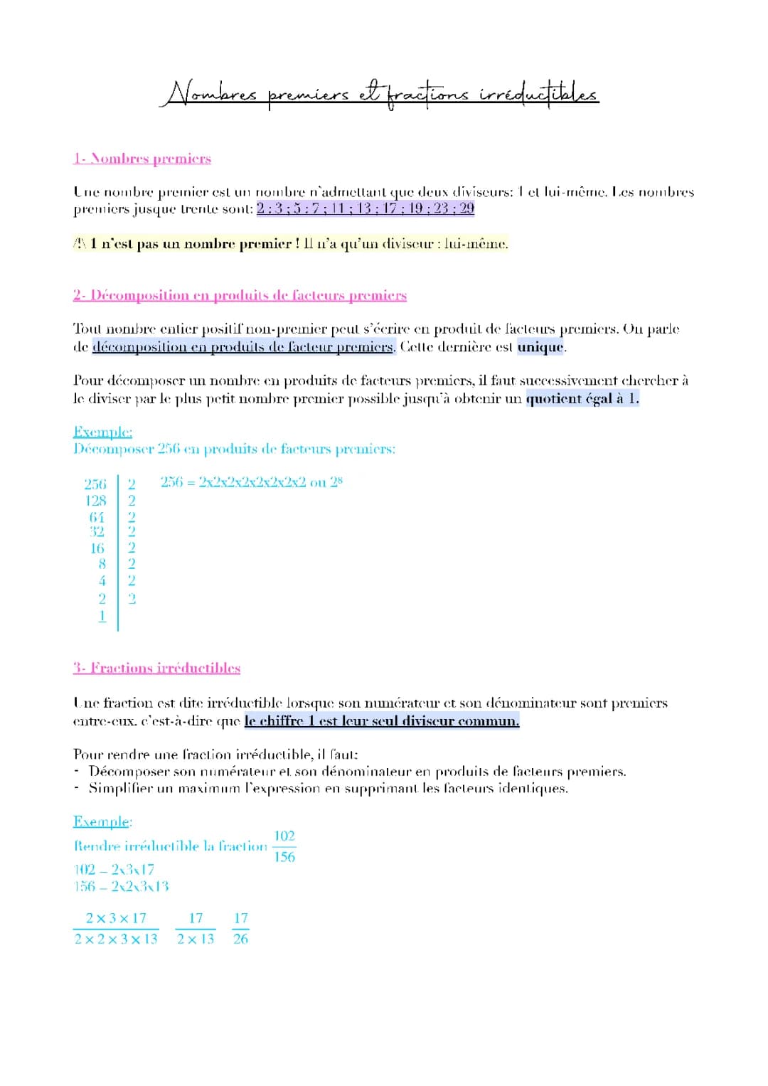 nombres premiers et fractions irréductibles 
