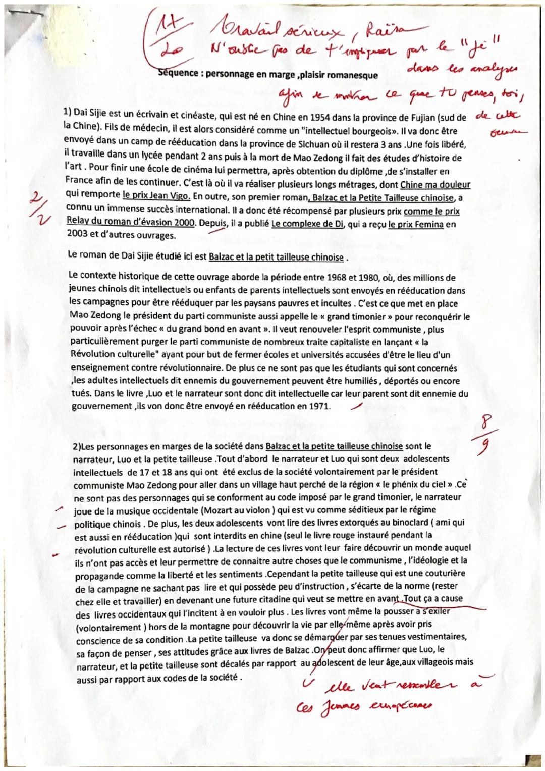 1x travail sérieux, faisa
N'ouble pas de t'impliquer par
Séquence: personnage en marge ,plaisir romanesque
afin de montrer ce
le "je"
dans l