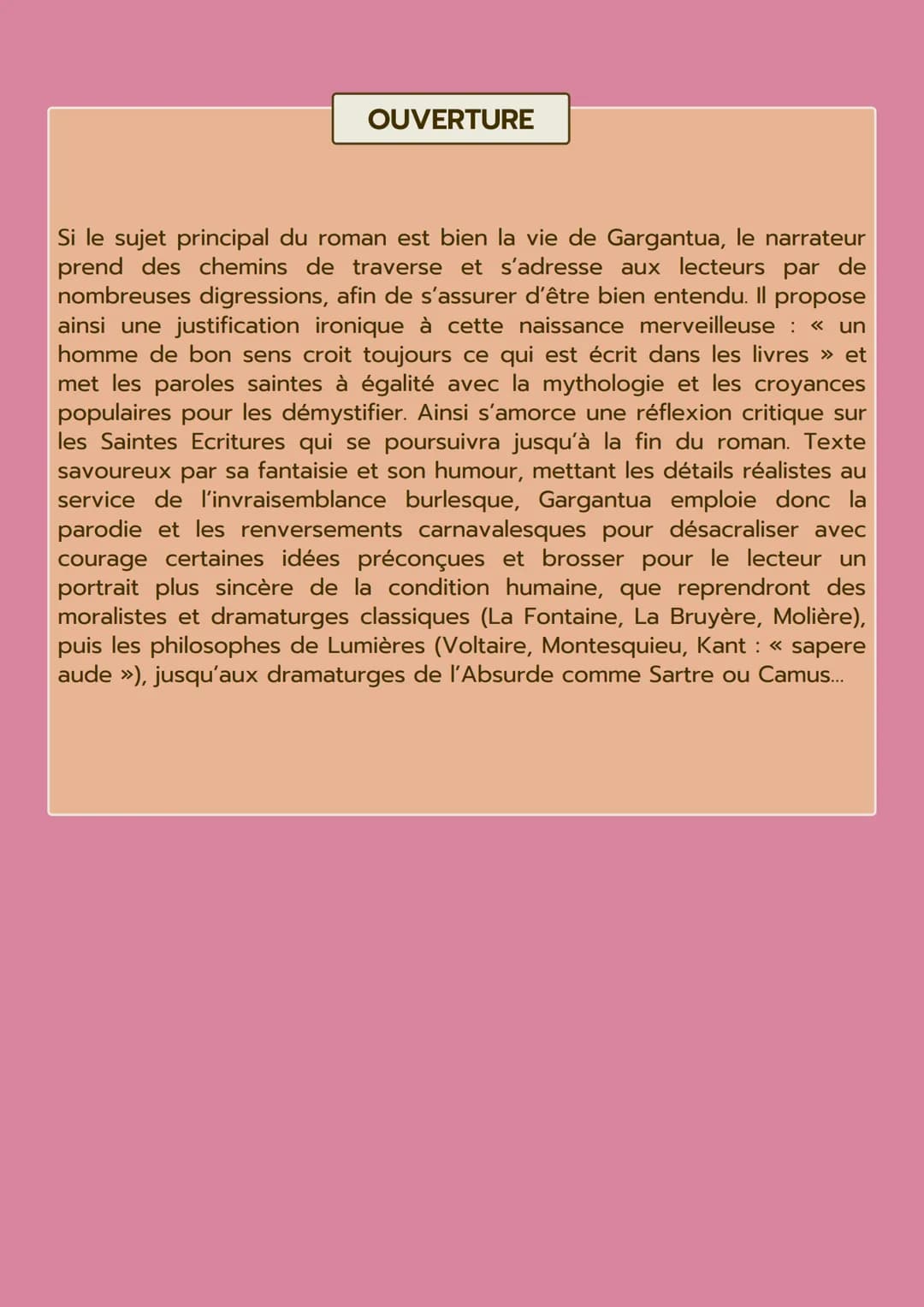 GARGANTUA
Chapitre IV
RABELAIS
INTRODUCTION
• AMORCE
François RABELAIS a publié son roman
Gargantua en 1534 sous le pseudonyme
d'Alcofribas 