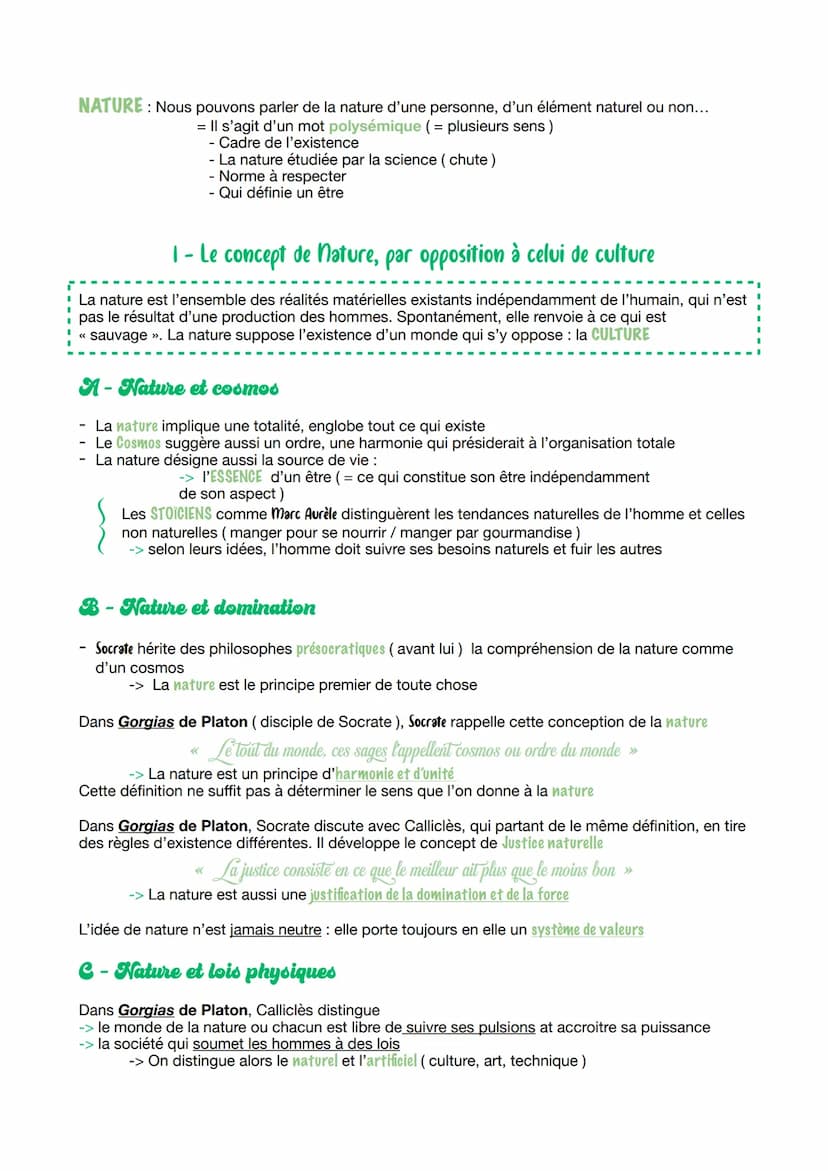 CHAPITRE I
La nature NATURE: Nous pouvons parler de la nature d'une personne, d'un élément naturel ou non...
= Il s'agit d'un mot polysémiqu