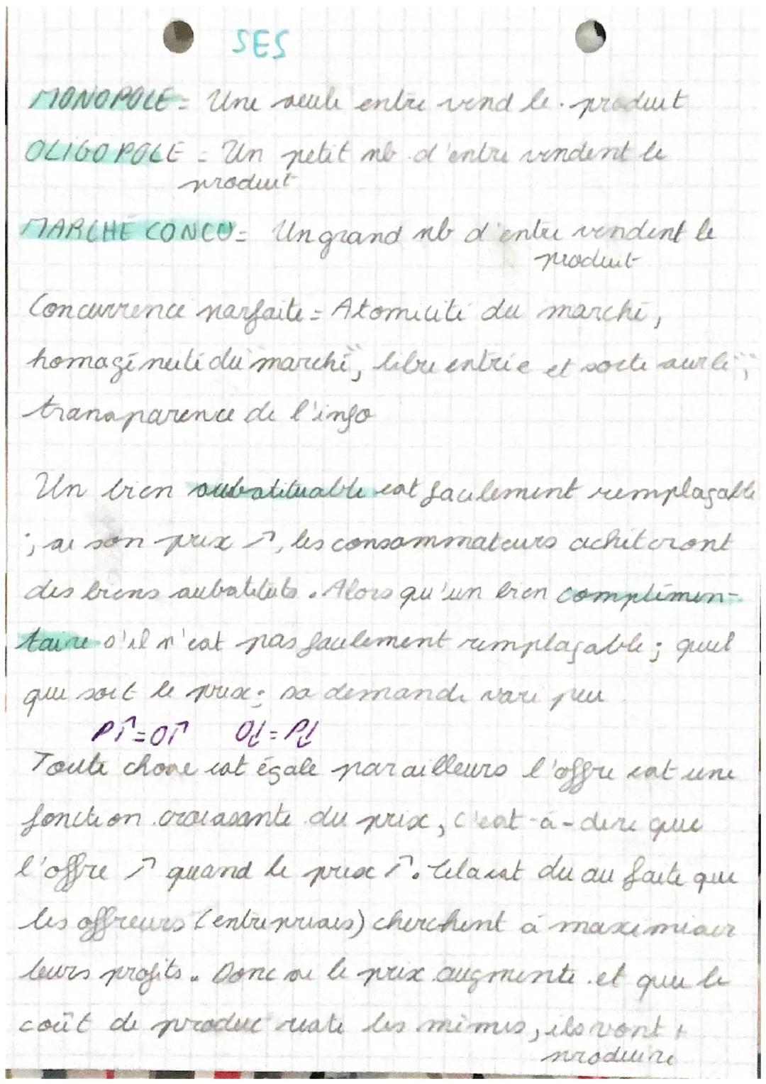 SES
CHAPT² = Comment un marchi
concurrentiel fonctionne-t-il?
MARCHE = Lien riel ou fictif au ai rencontrent-
l'offre et la demande d'un bie
