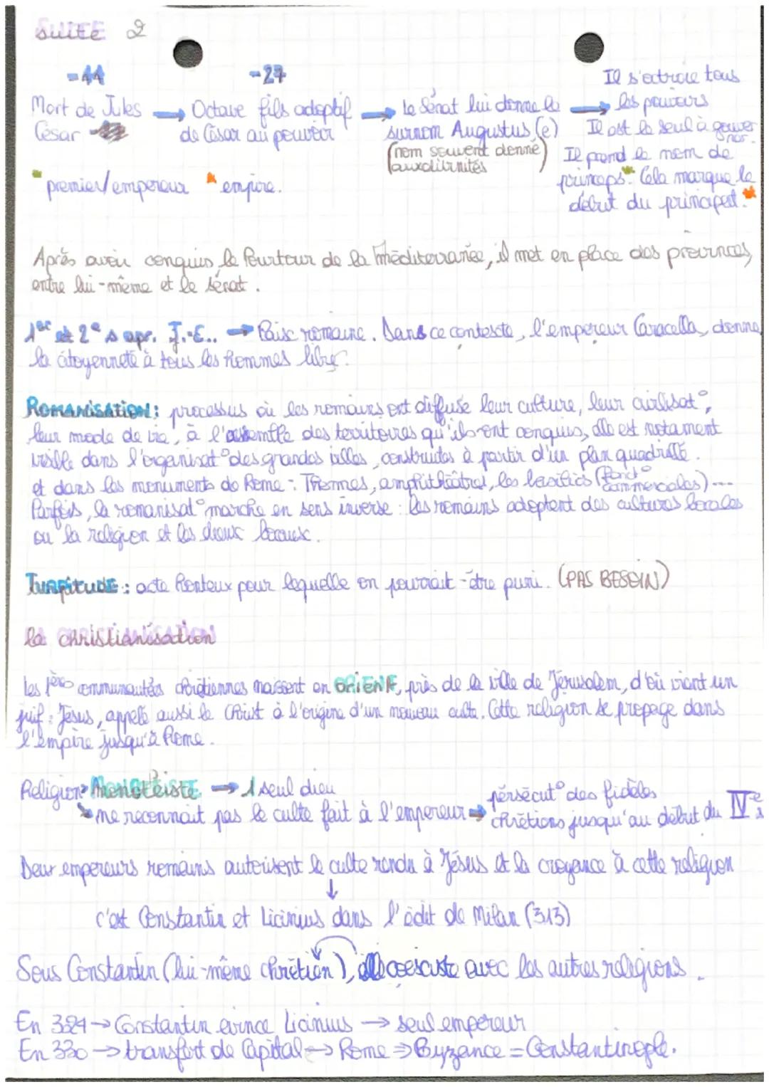 # HISTOITOIRE + L'EMPIRE

Definition:

les mondes grecs et romains de l'Antiquité ent comme point commun la
mliciterrance (= milieu des terr