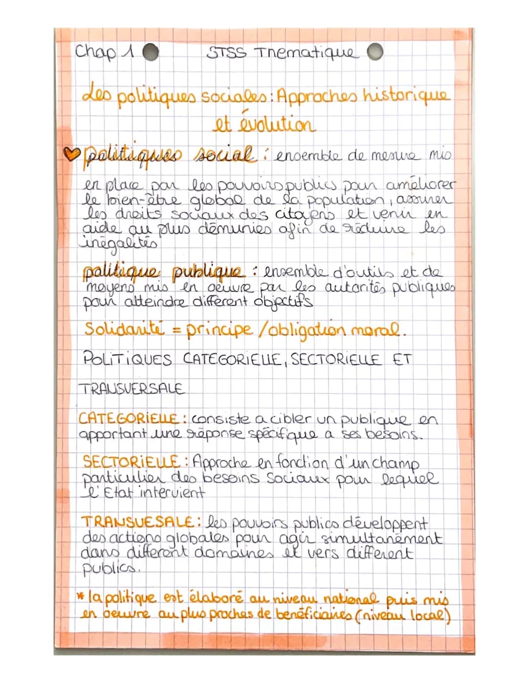 Chap 10
STSS Thematique O
Les politiques sociales: Approches historique
et evolution
politiques social: ensemble de mesure mis
en place par 